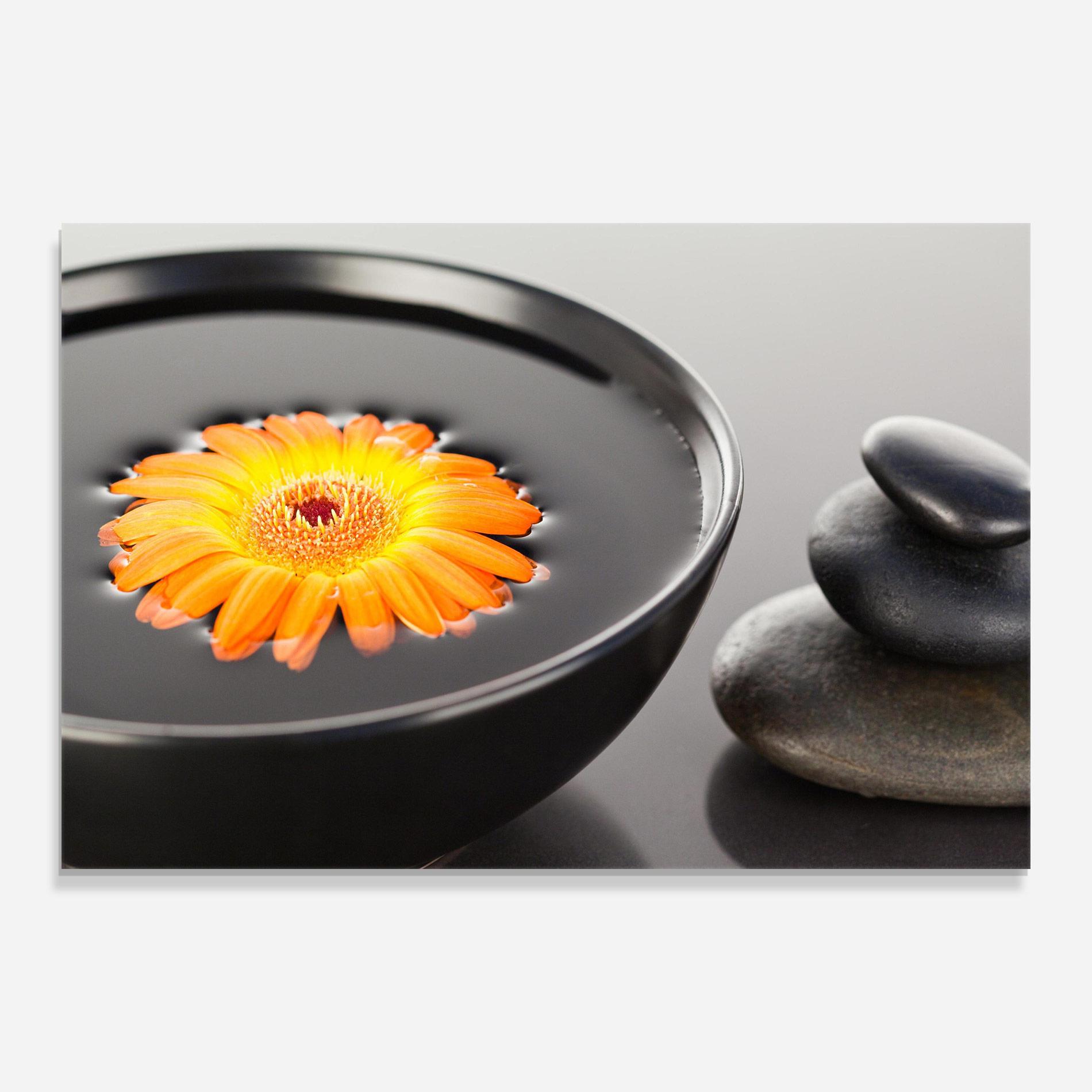 Üvegkép Orange Flower Stones mockup 0