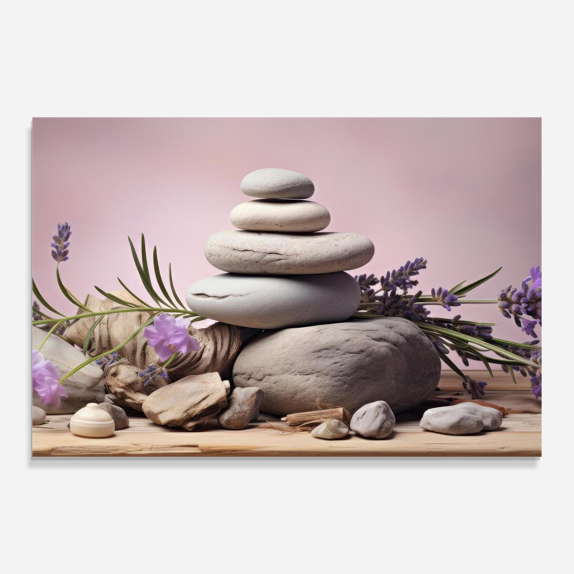Üvegkép Purple Flower Stones mockup 0