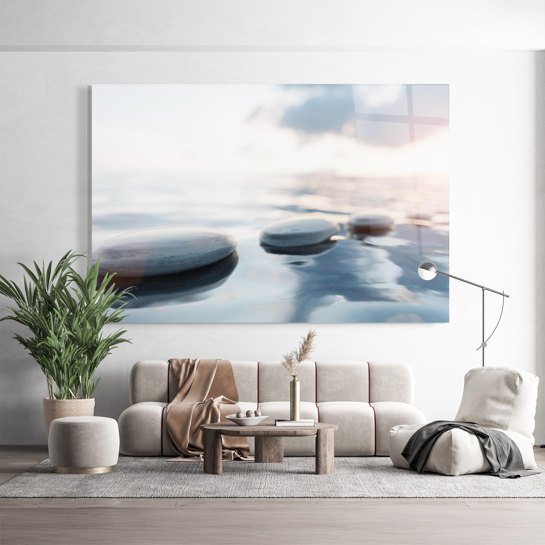 Üvegkép Calm Water Stone mockup 9