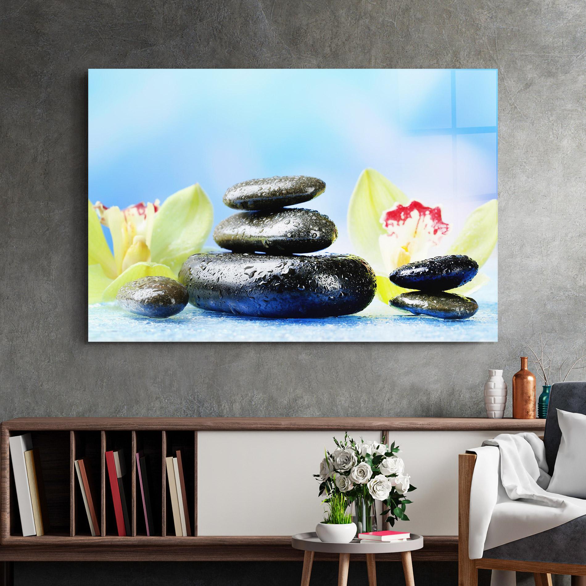 Üvegkép Blooming Orchid Stone mockup 2