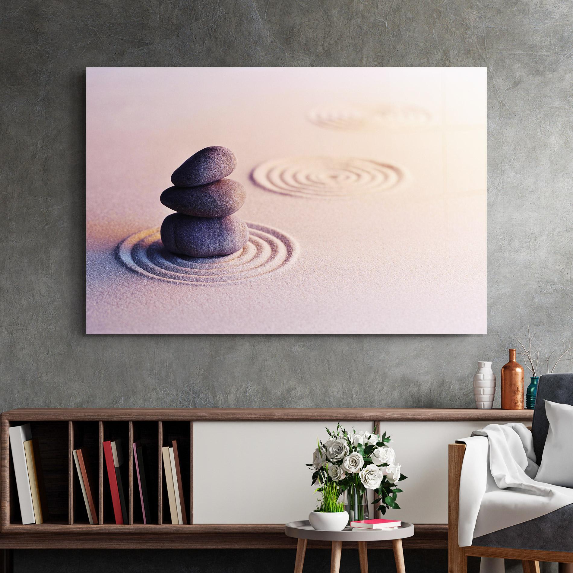 Üvegkép Meditation Stones Sand mockup 2