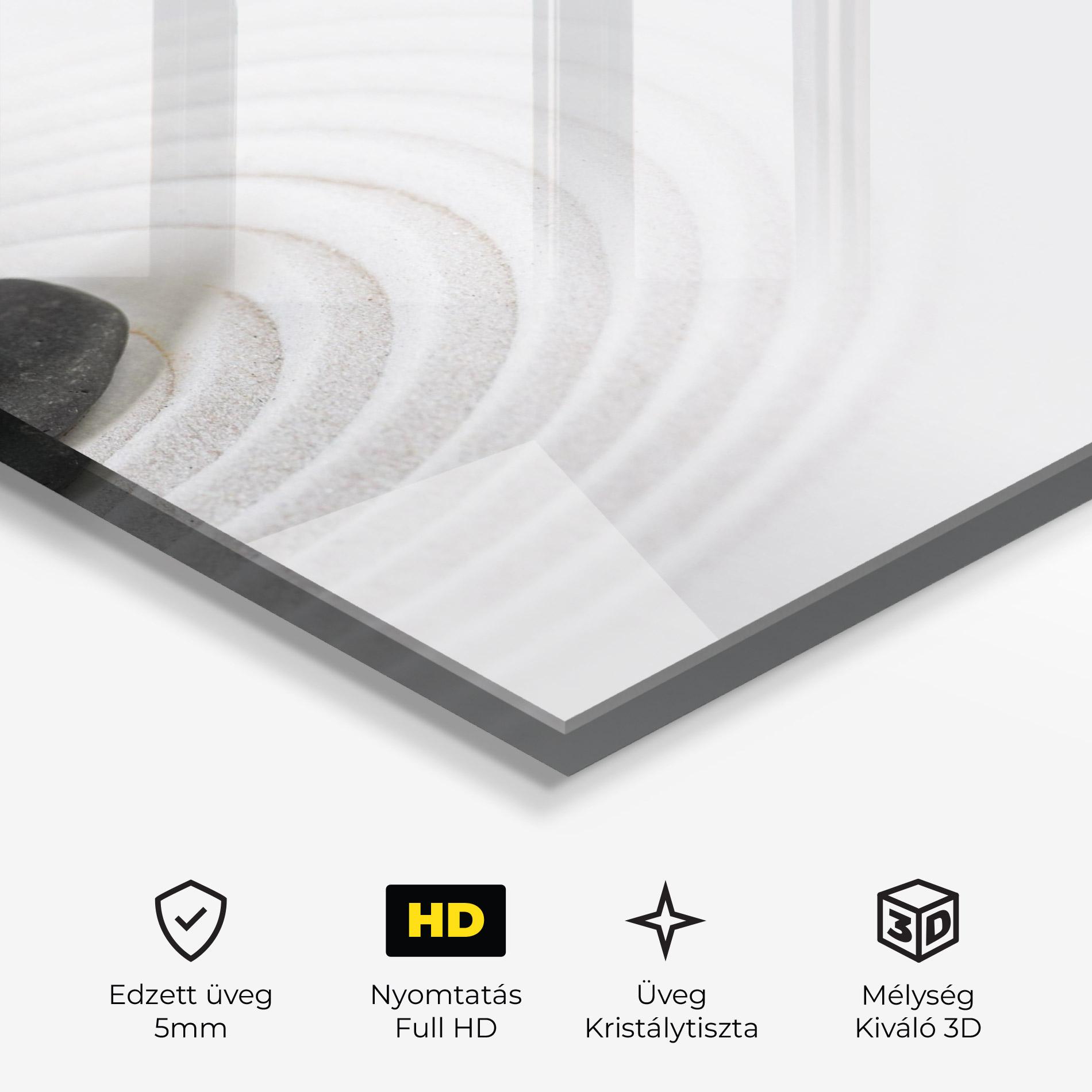 Üvegkép Black Stones Sand mockup 3