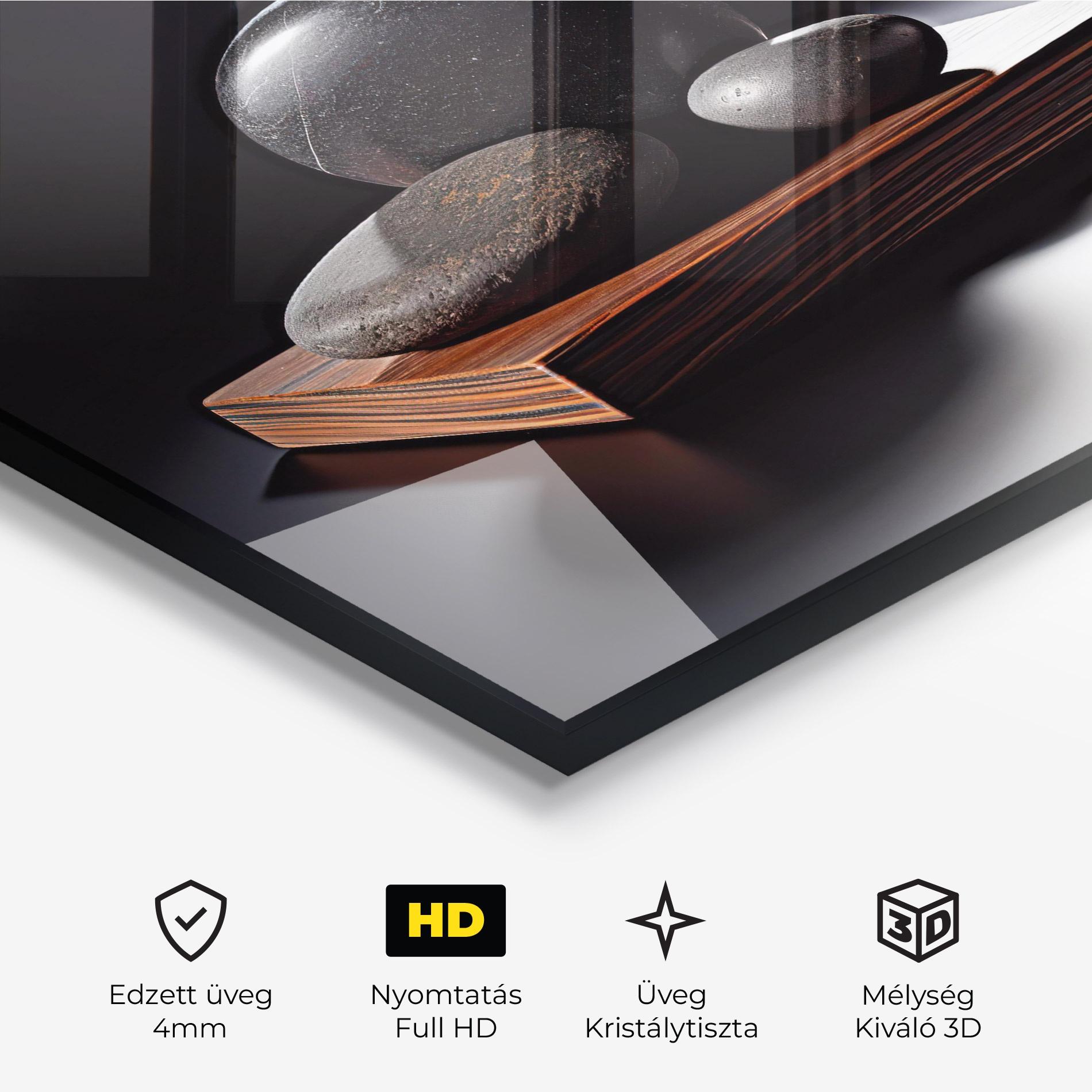 Üvegkép Black Zen Stones mockup 3