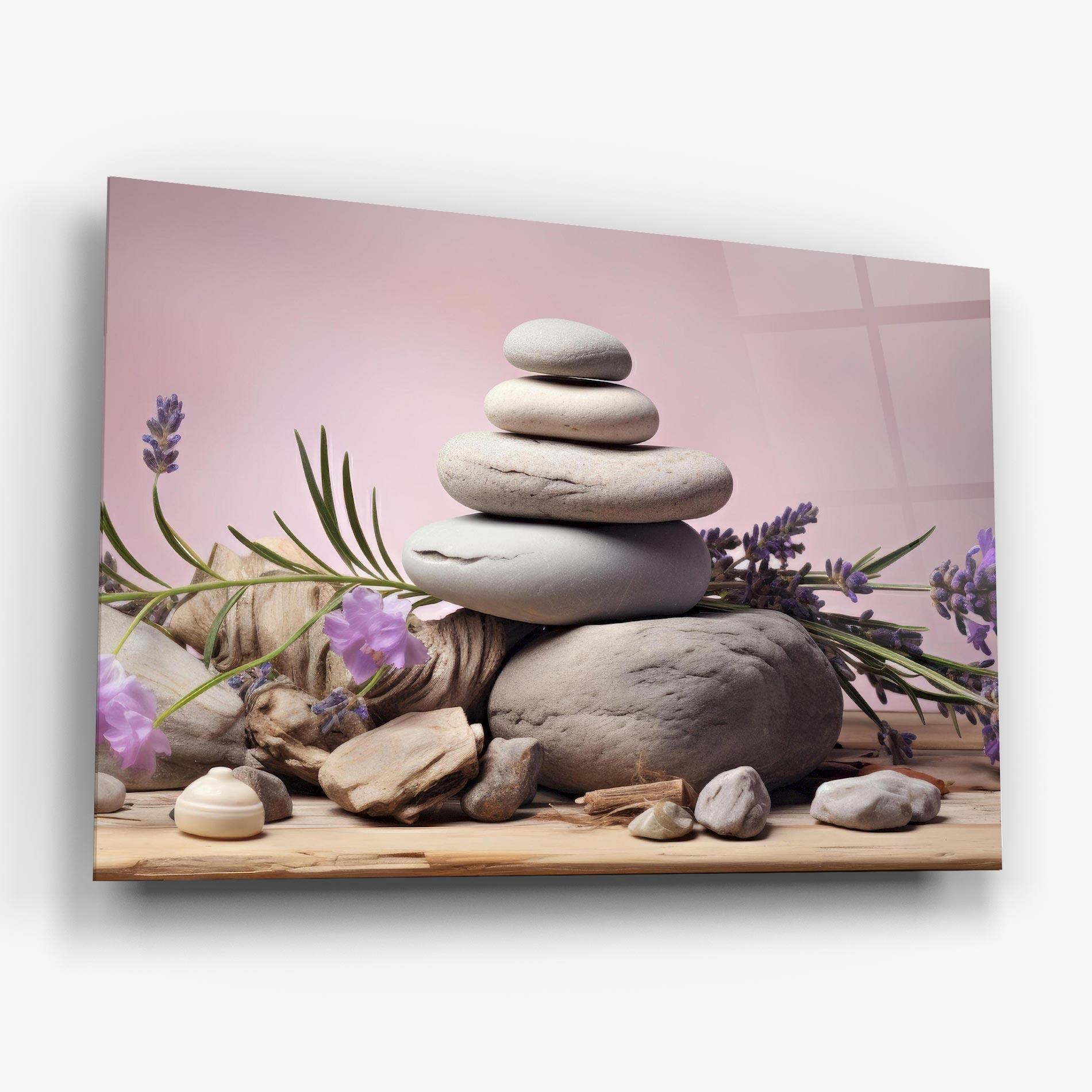 Üvegkép Purple Flower Stones mockup 6