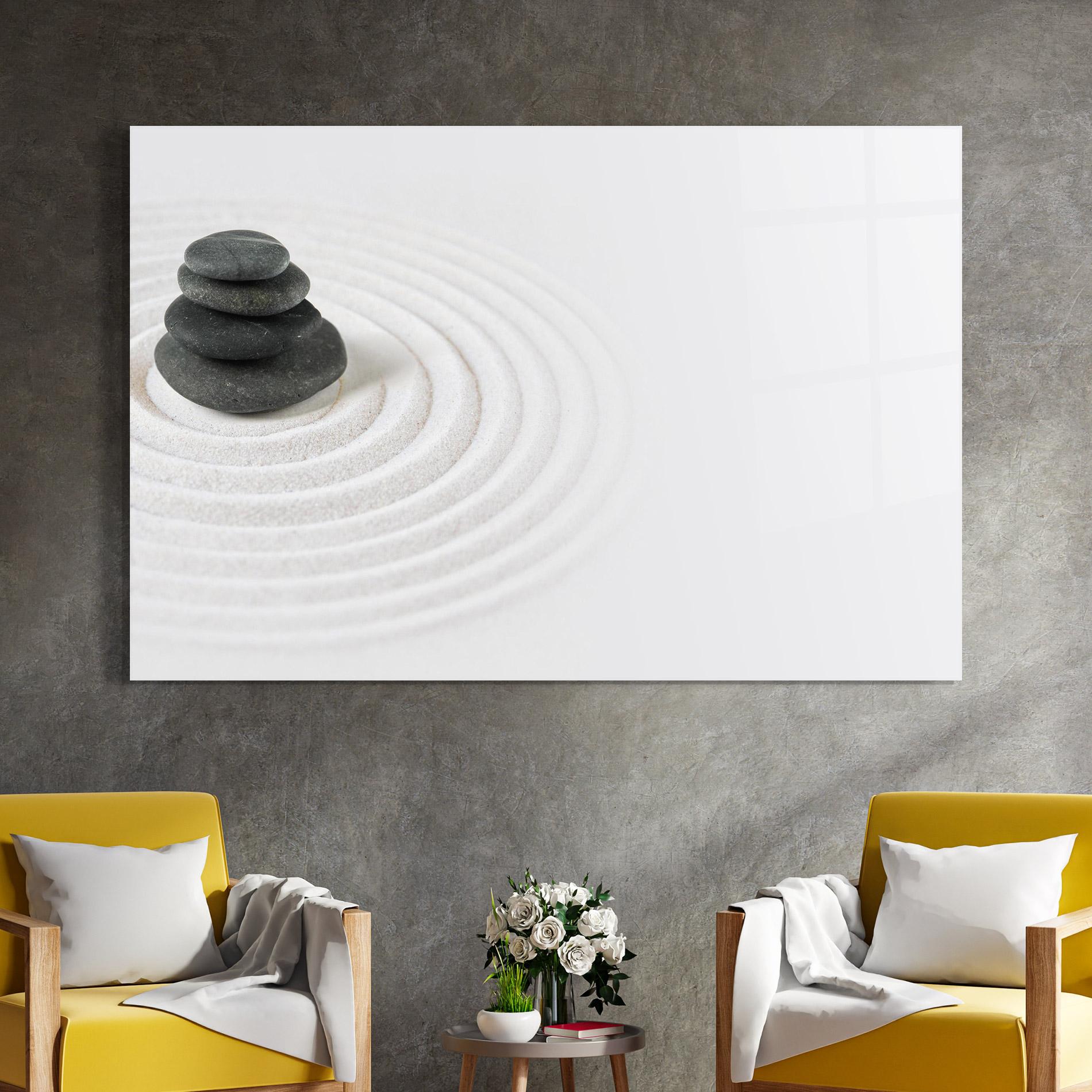 Üvegkép Black Stones Sand mockup 4