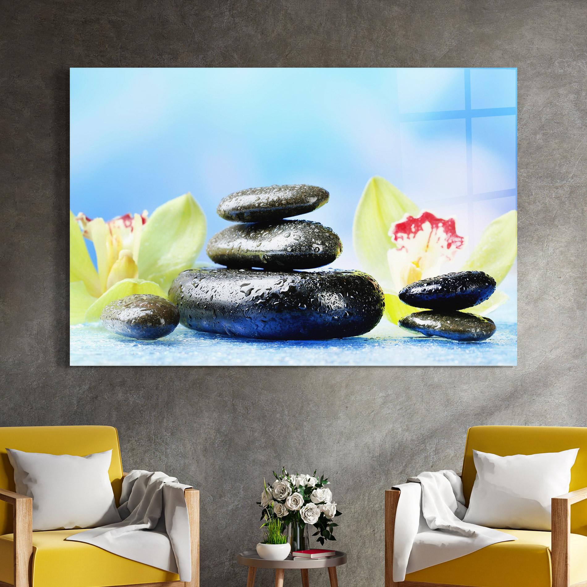 Üvegkép Blooming Orchid Stone mockup 4