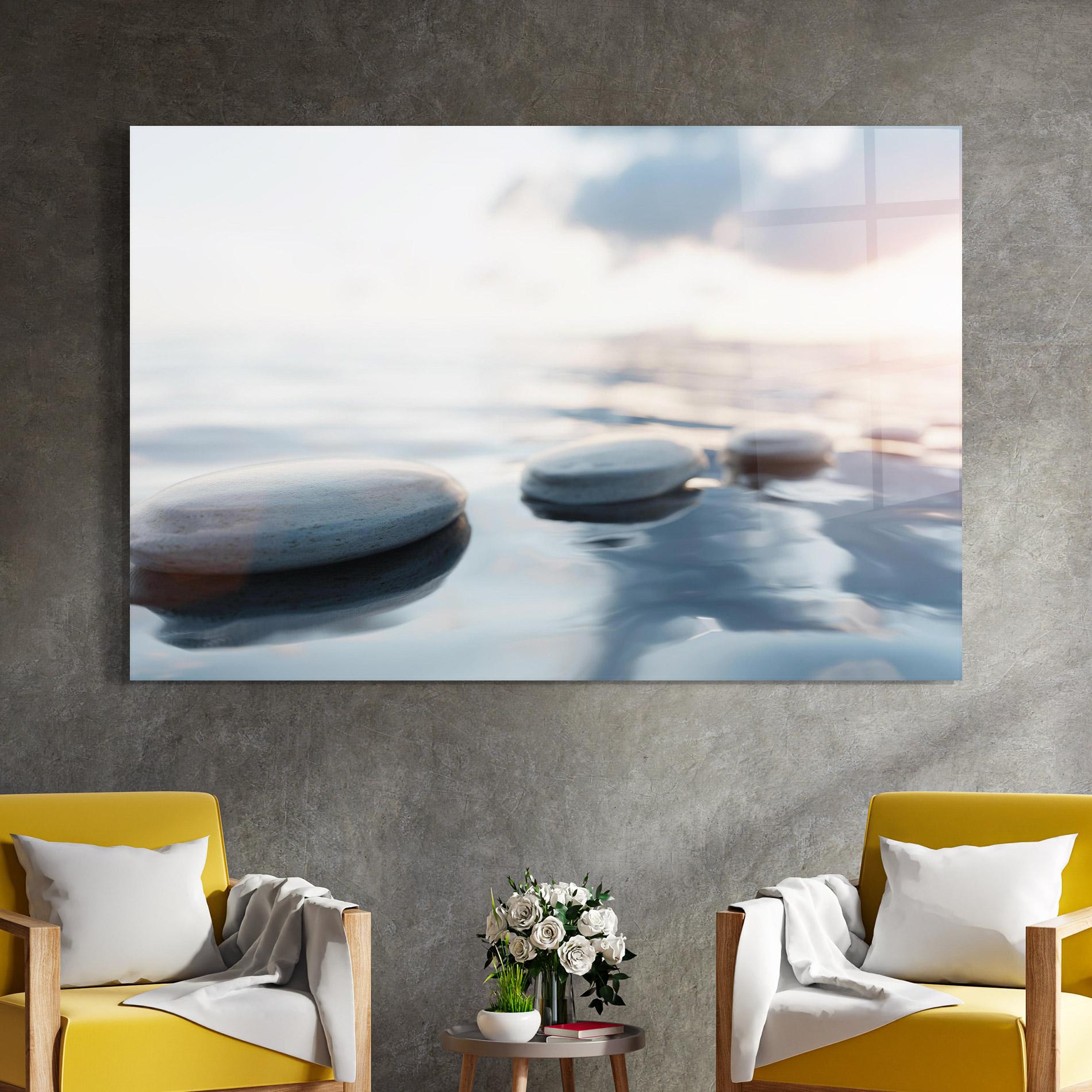 Üvegkép Calm Water Stone mockup 4