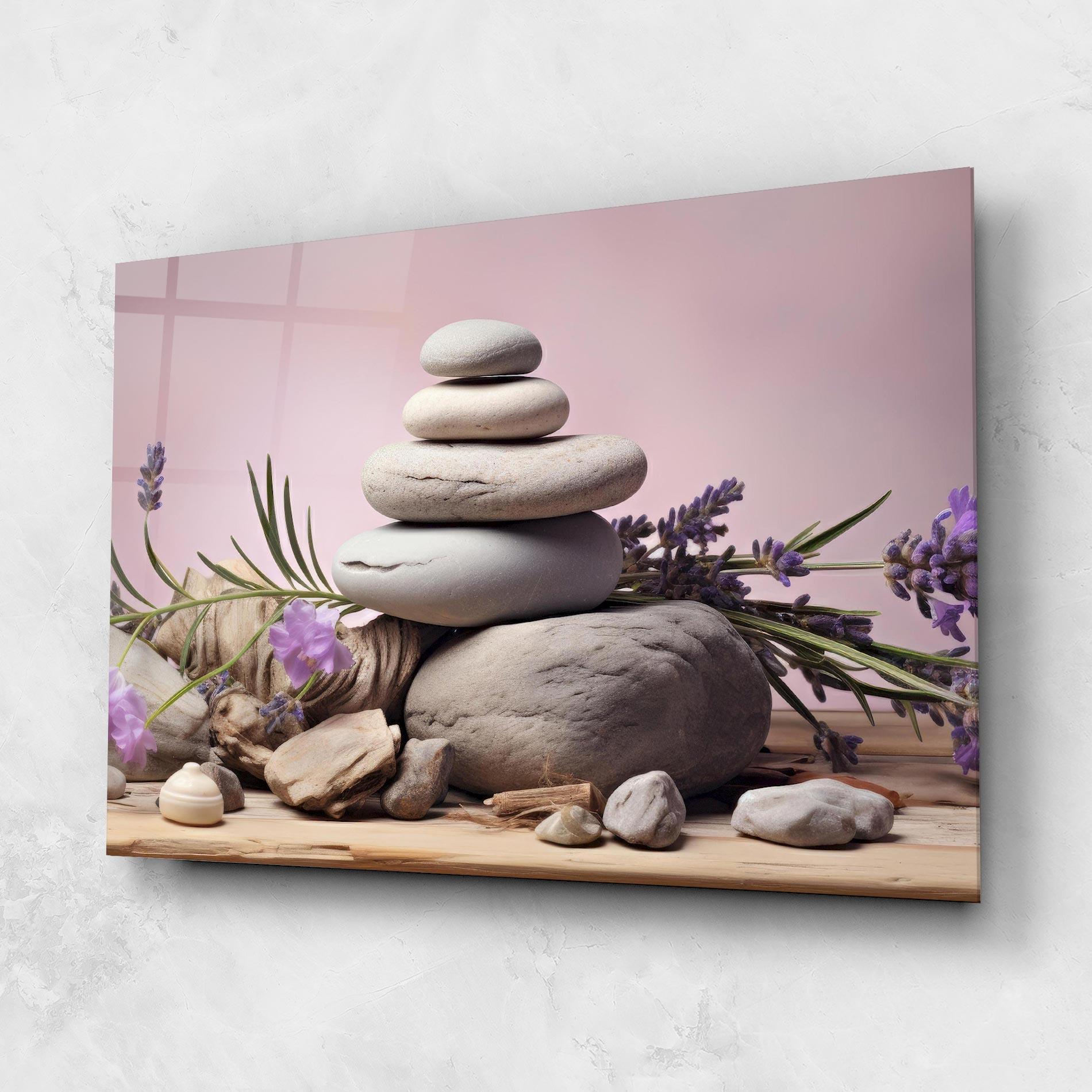 Üvegkép Purple Flower Stones mockup 1