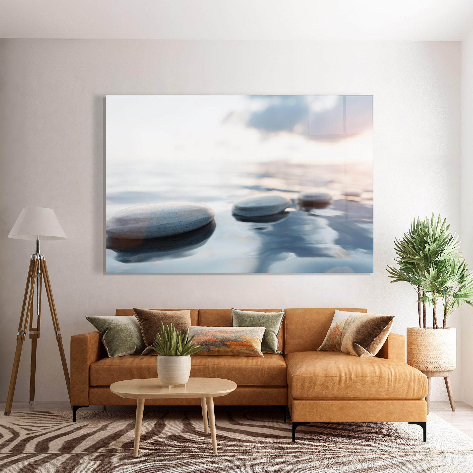 Üvegkép Calm Water Stone mockup 7