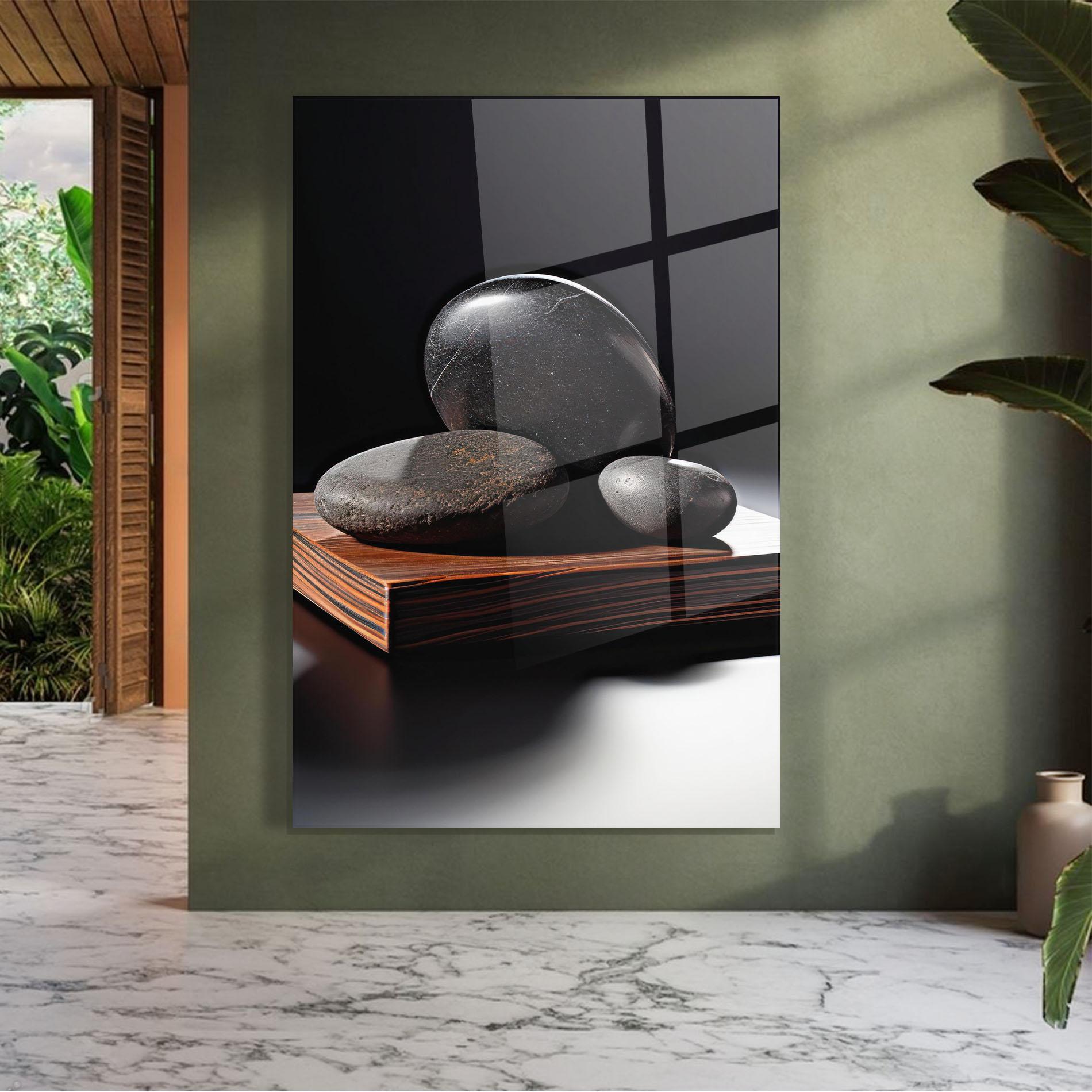 Üvegkép Black Zen Stones mockup 7