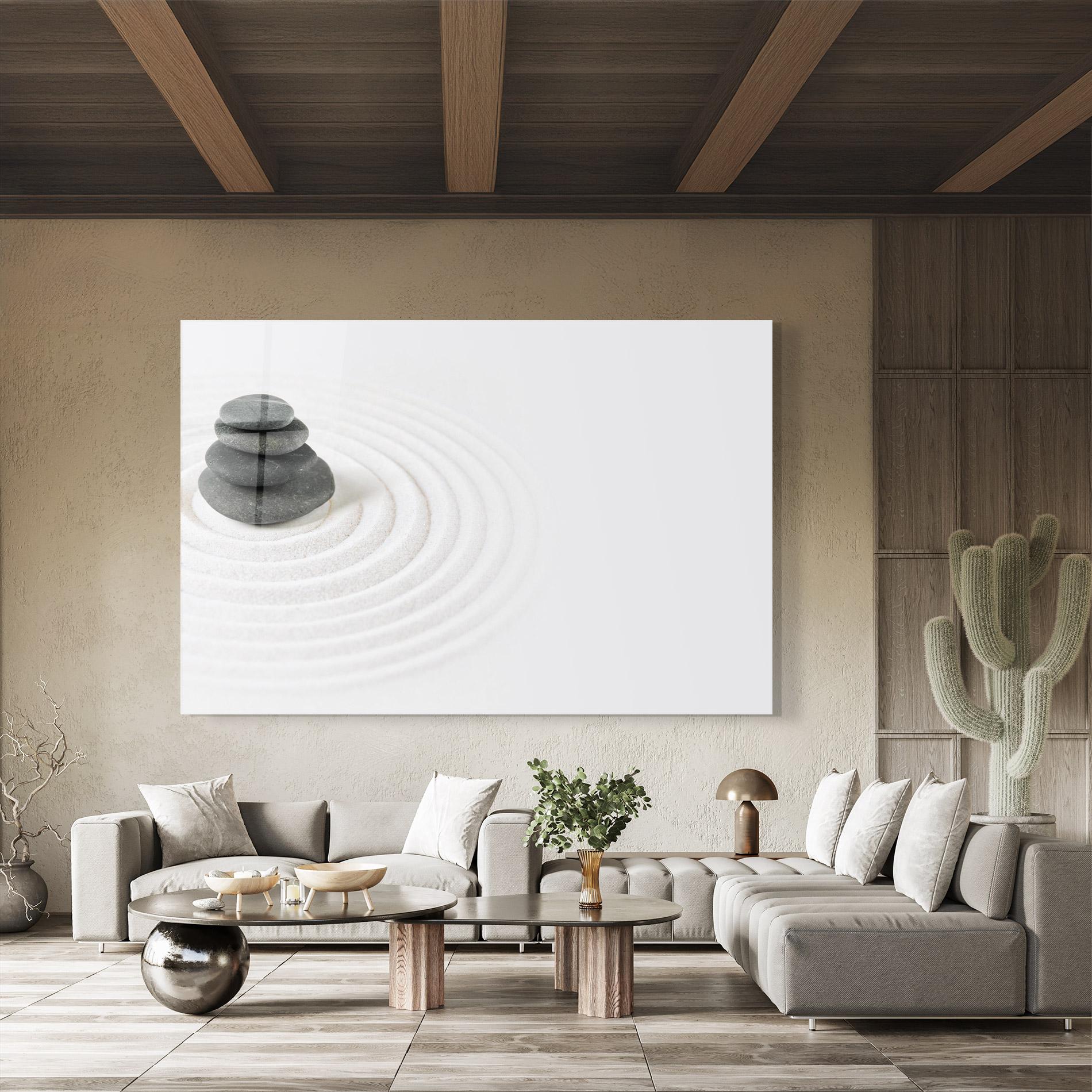 Üvegkép Black Stones Sand mockup 8