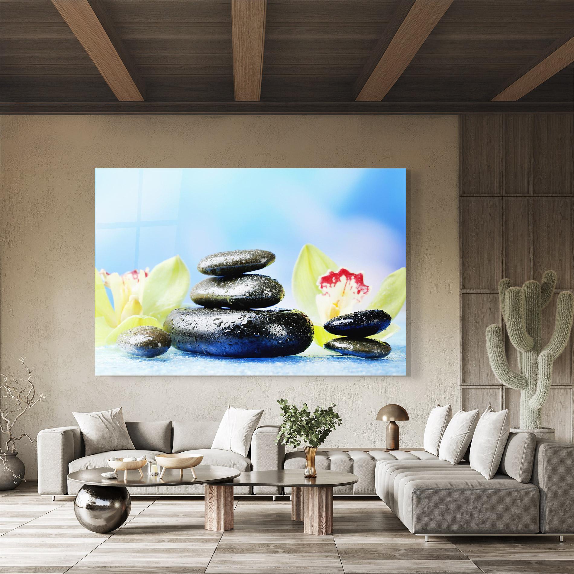 Üvegkép Blooming Orchid Stone mockup 8