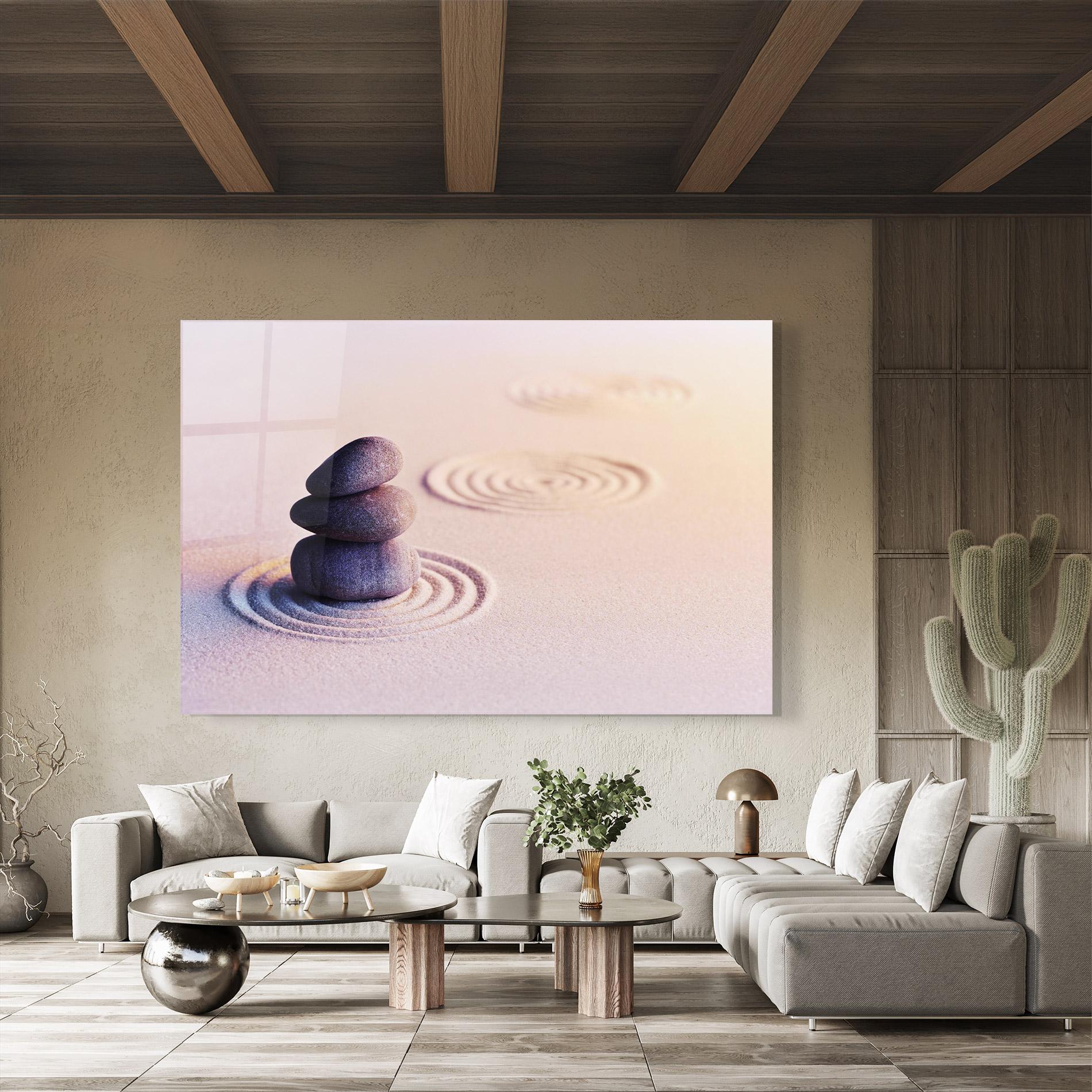 Üvegkép Meditation Stones Sand mockup 8