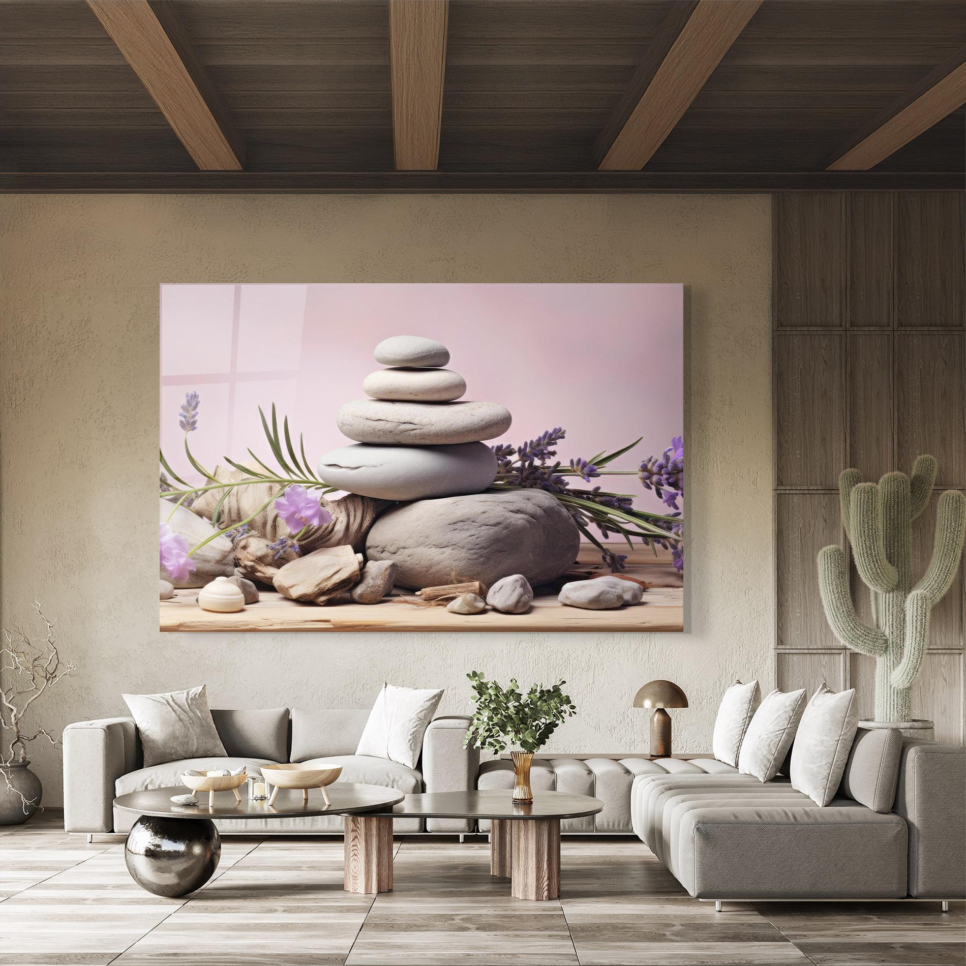 Üvegkép Purple Flower Stones mockup 8