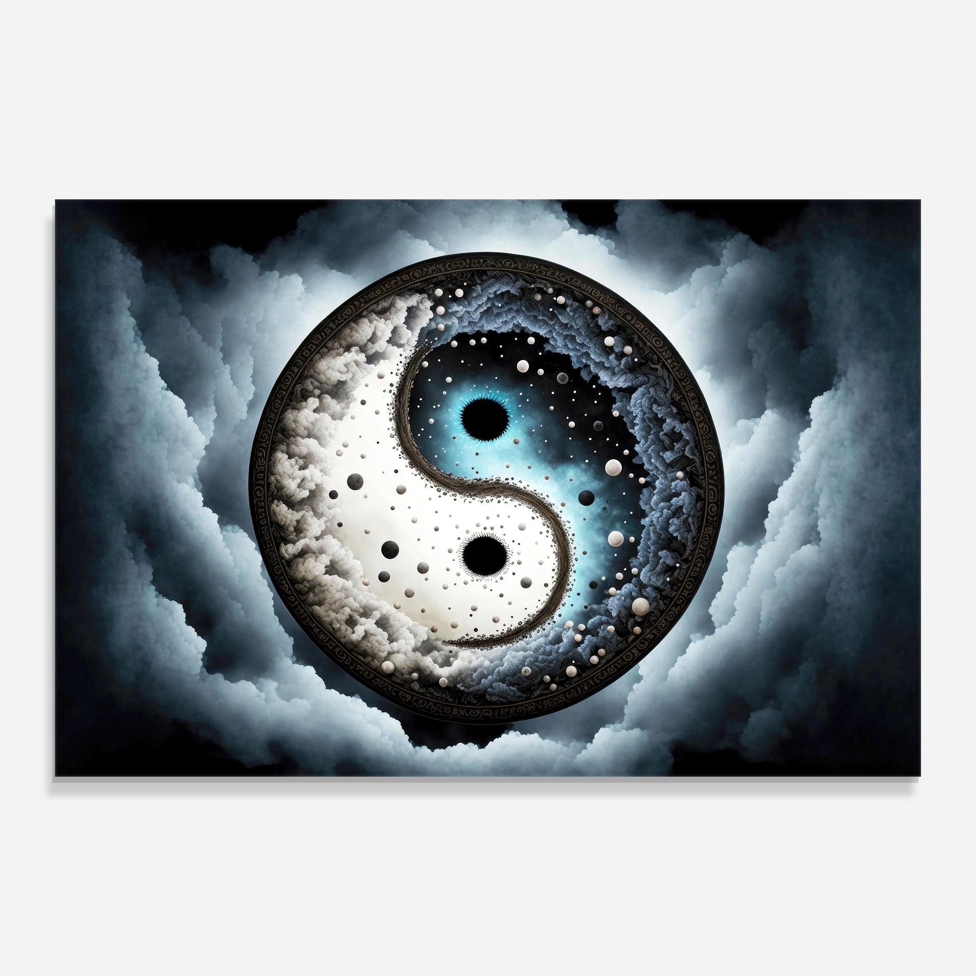 Üvegkép Black Blue Yinyang mockup 0