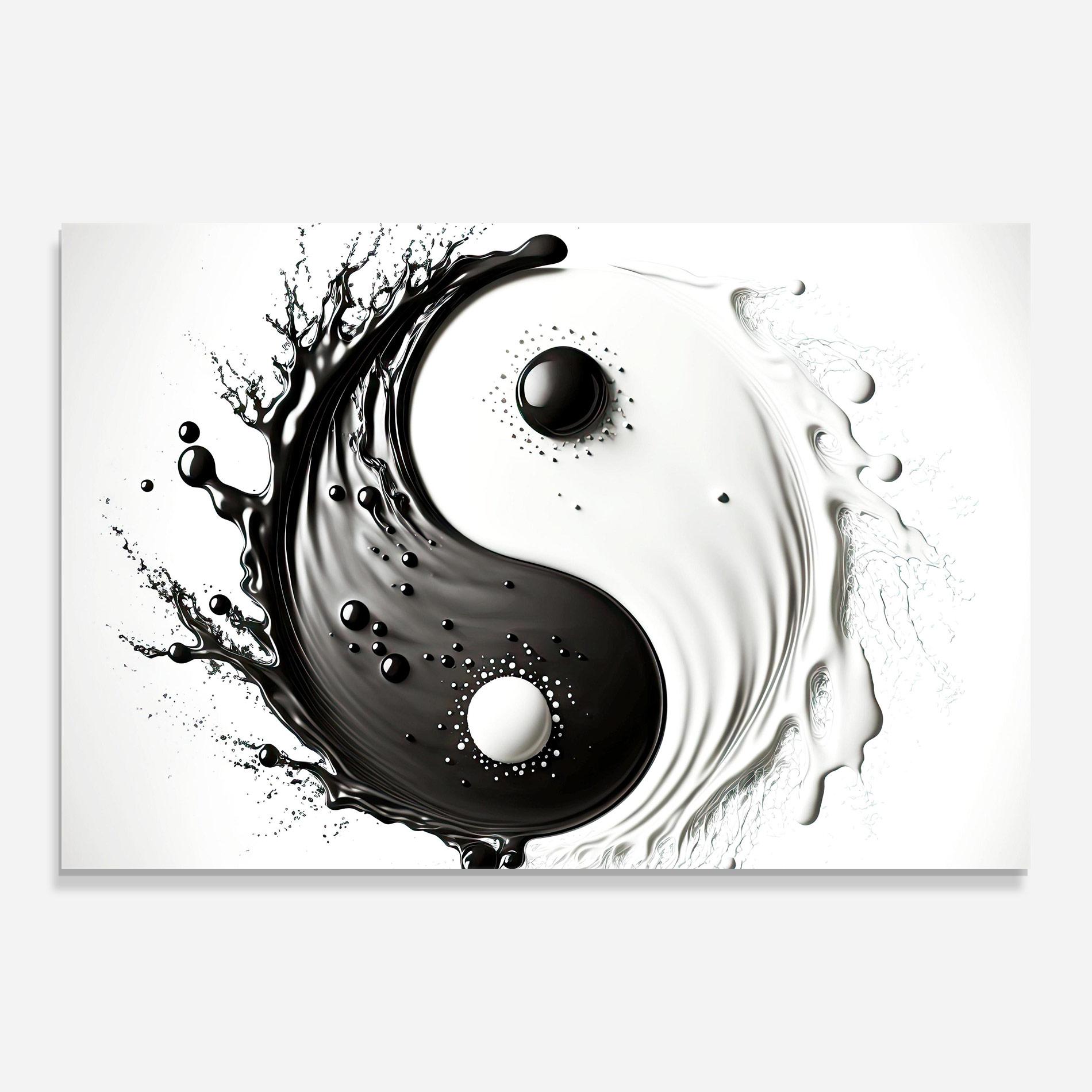 Üvegkép Black Liquid Yinyang mockup 0