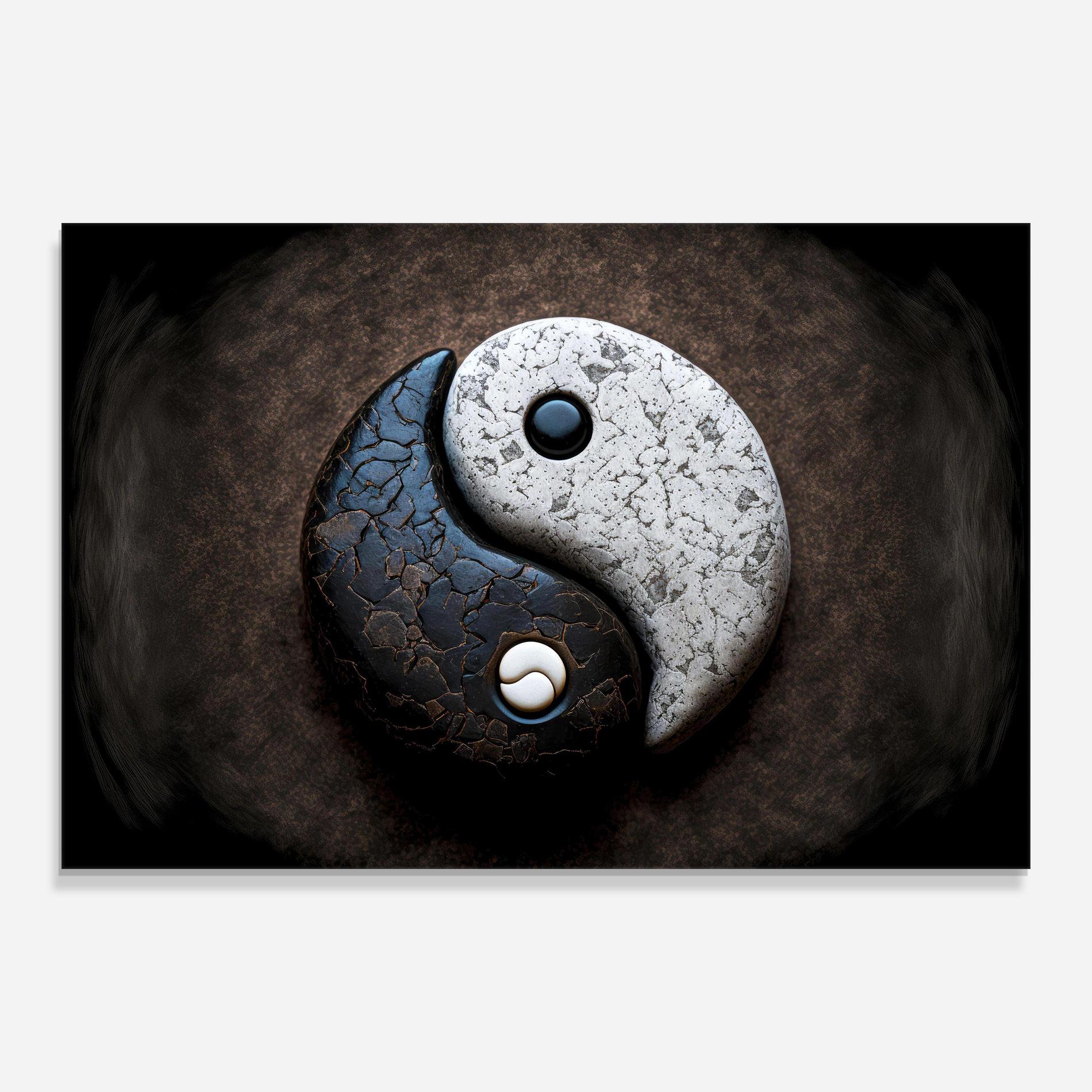 Üvegkép Black Stone Yinyang mockup 0