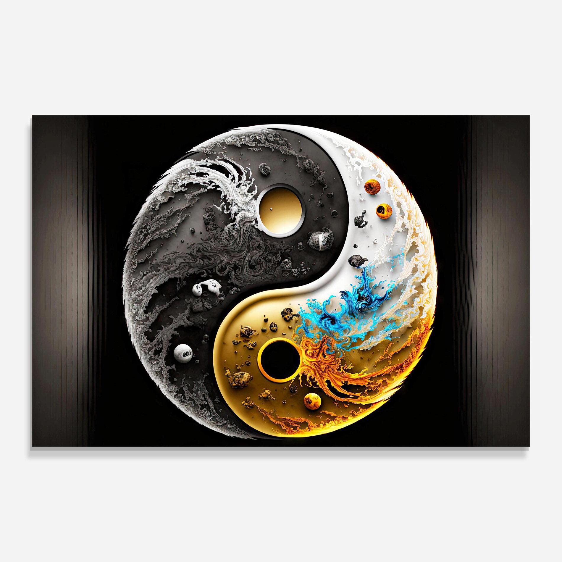 Üvegkép Black Yellow Yinyang mockup 0