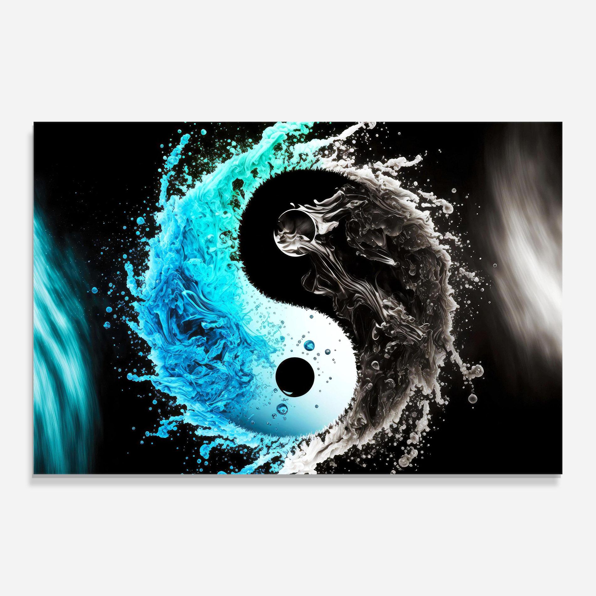 Üvegkép Blue Black Yinyang mockup 0