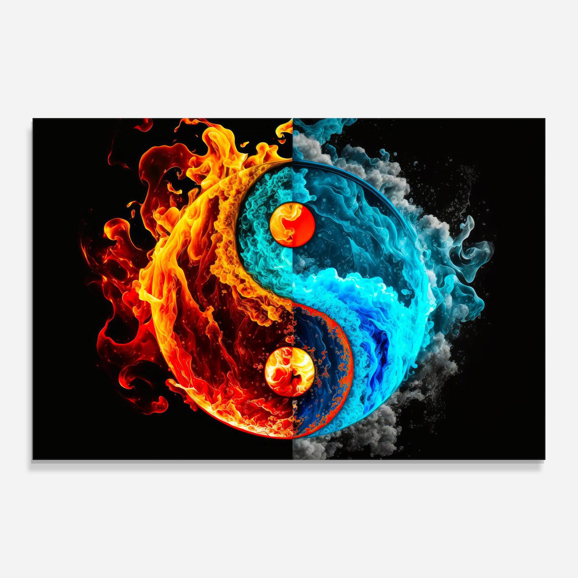 Üvegkép Blue Smoke Yinyang mockup 0