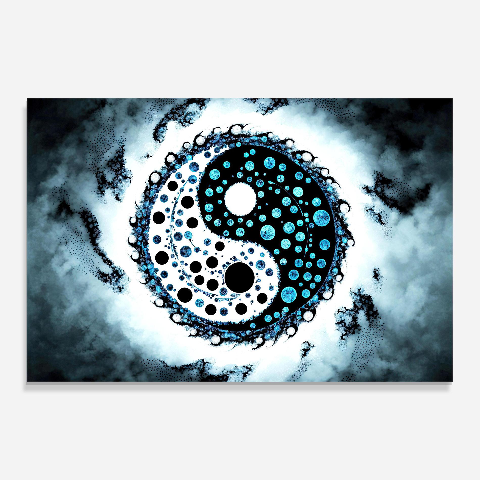 Üvegkép Blue White Yinyang mockup 0