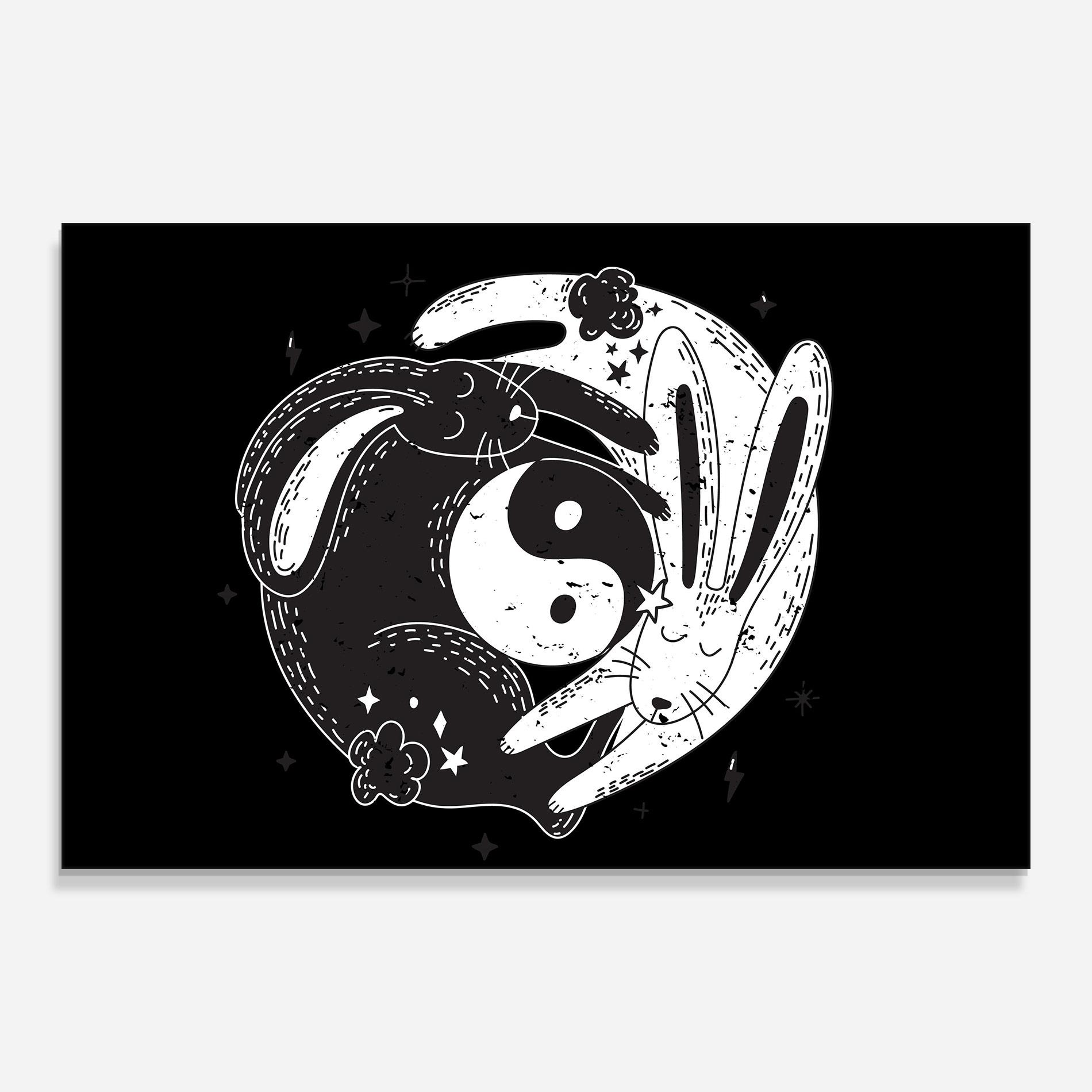 Üvegkép Bunny Yinyang mockup 0