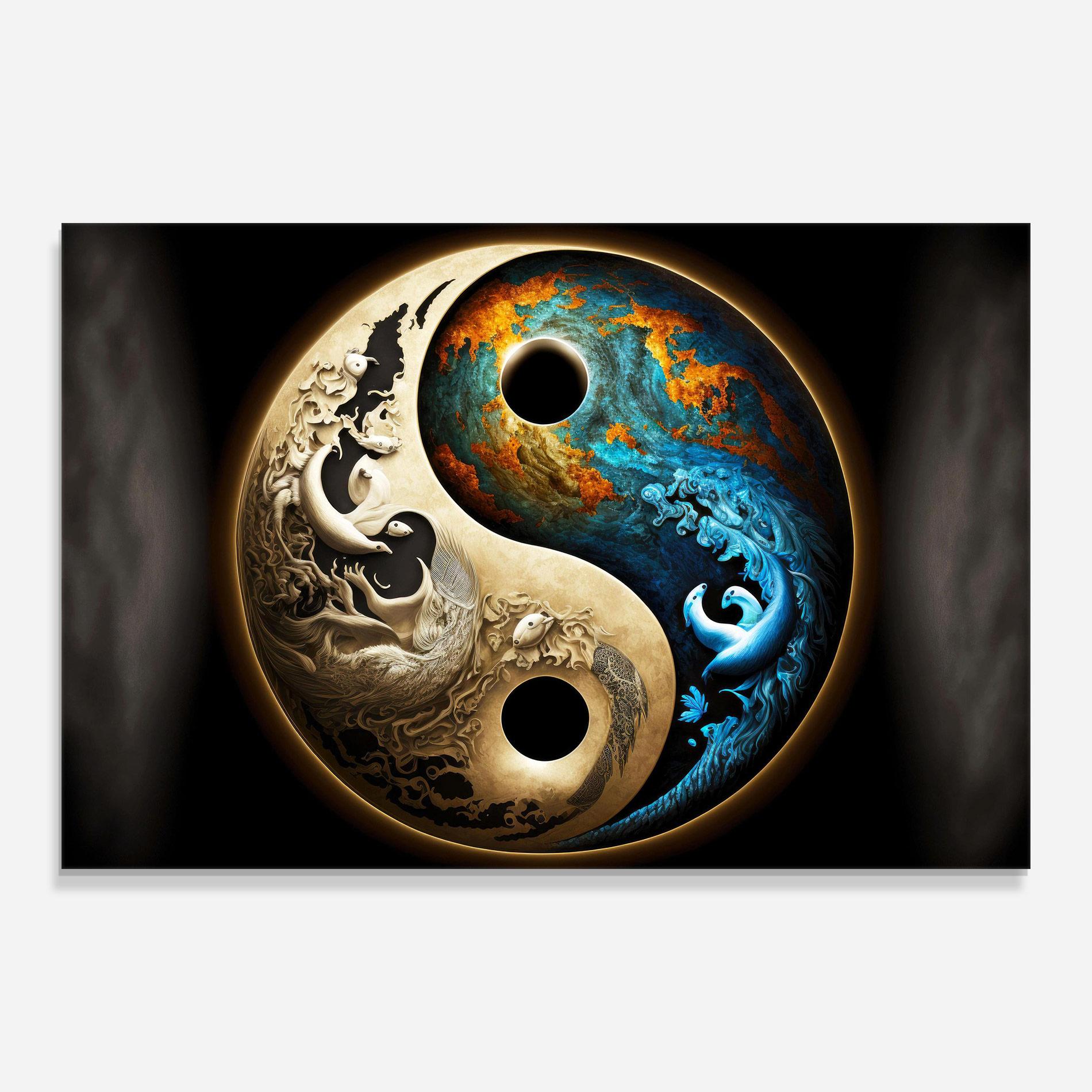 Üvegkép Cream Blue Yinyang mockup 0