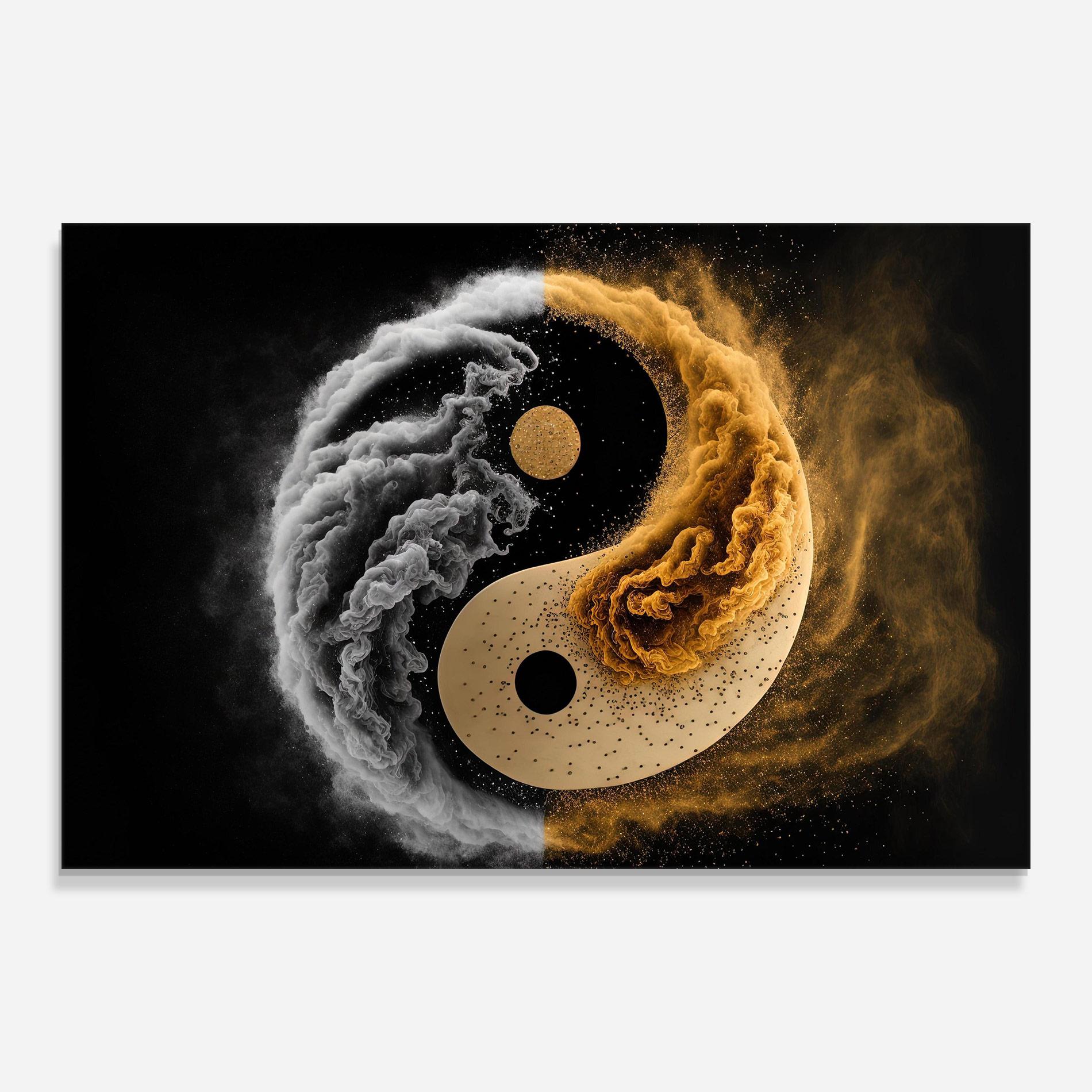 Üvegkép Cream Smoke Yinyang mockup 0