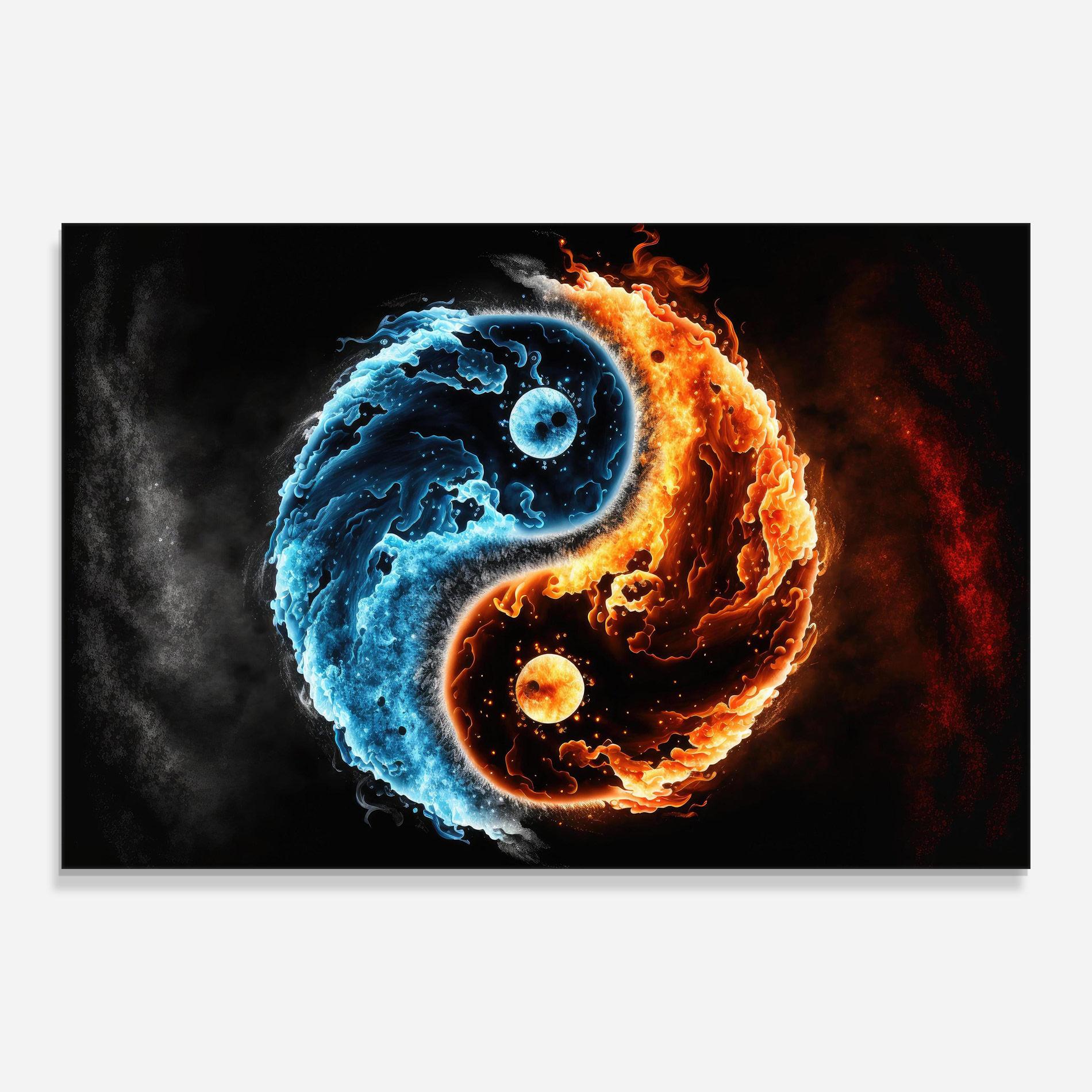 Üvegkép Fire Water Yinyang mockup 0