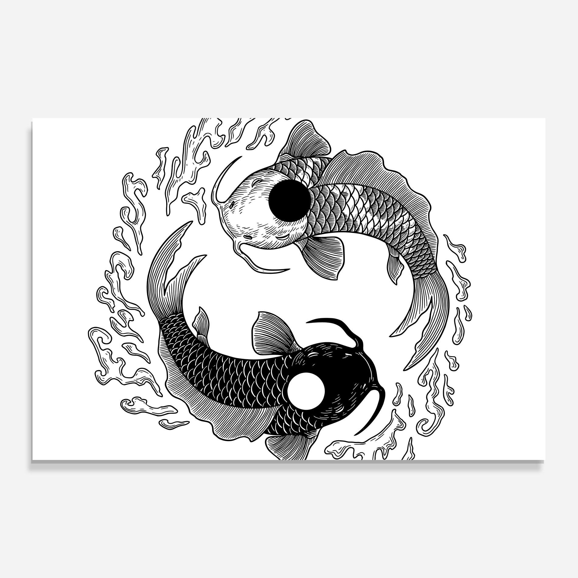 Üvegkép Koi Art Yinyang mockup 0