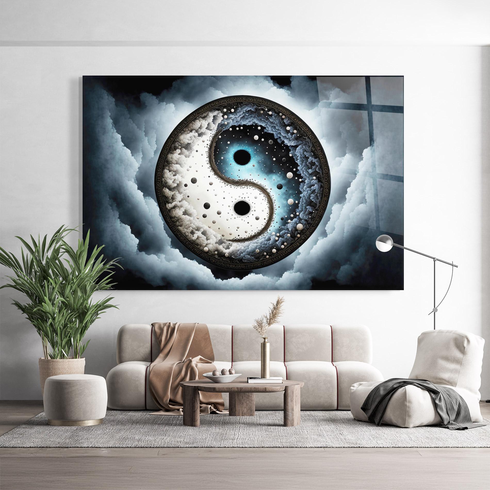 Üvegkép Black Blue Yinyang mockup 9