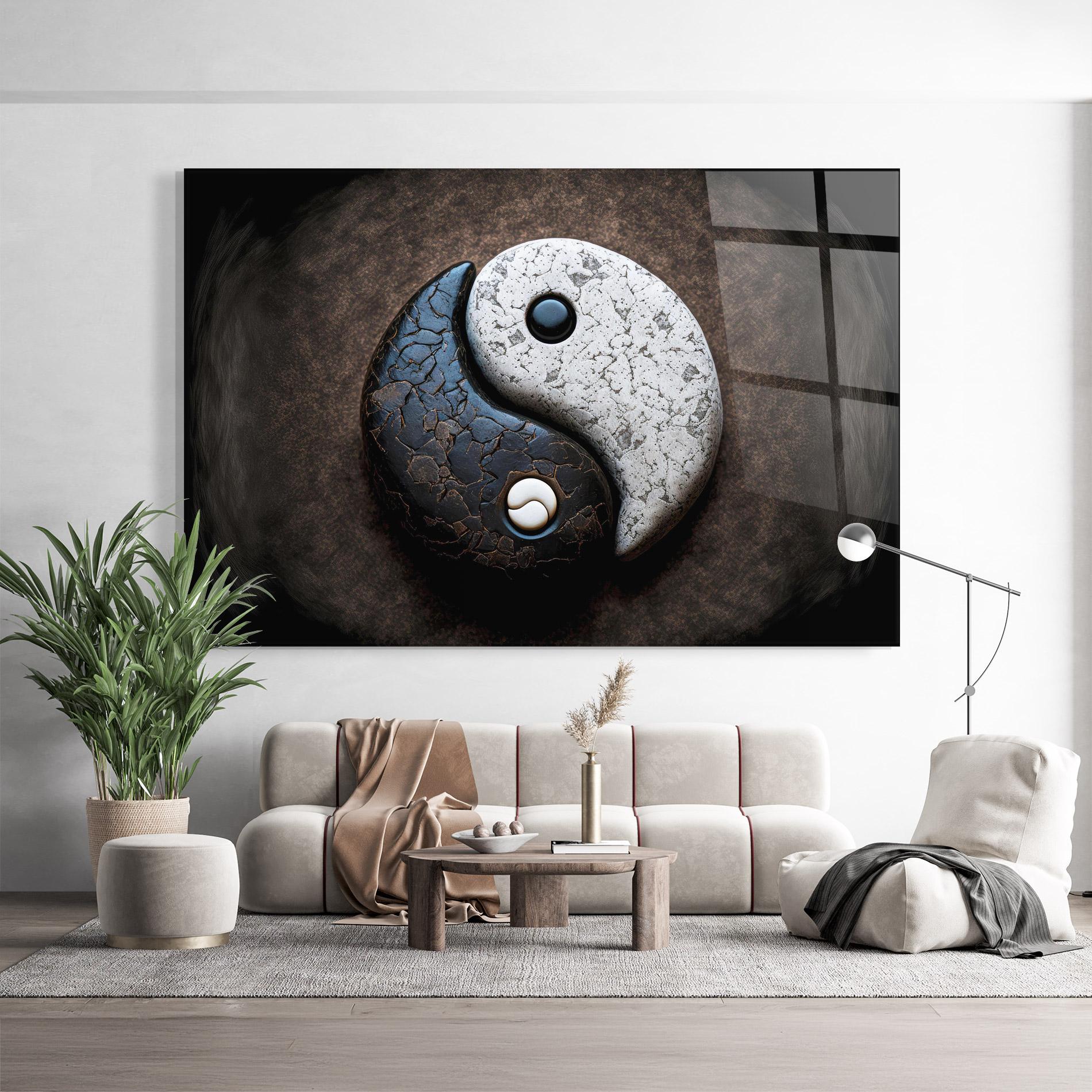 Üvegkép Black Stone Yinyang mockup 9