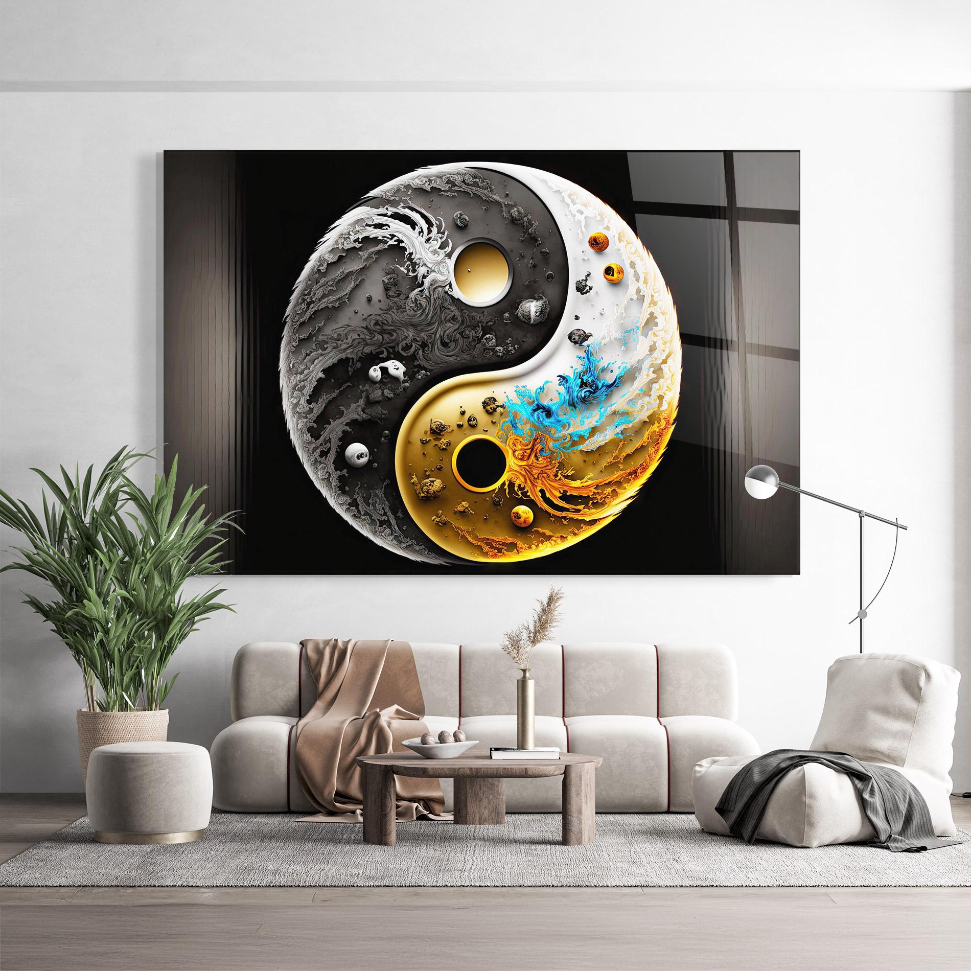 Üvegkép Black Yellow Yinyang mockup 9