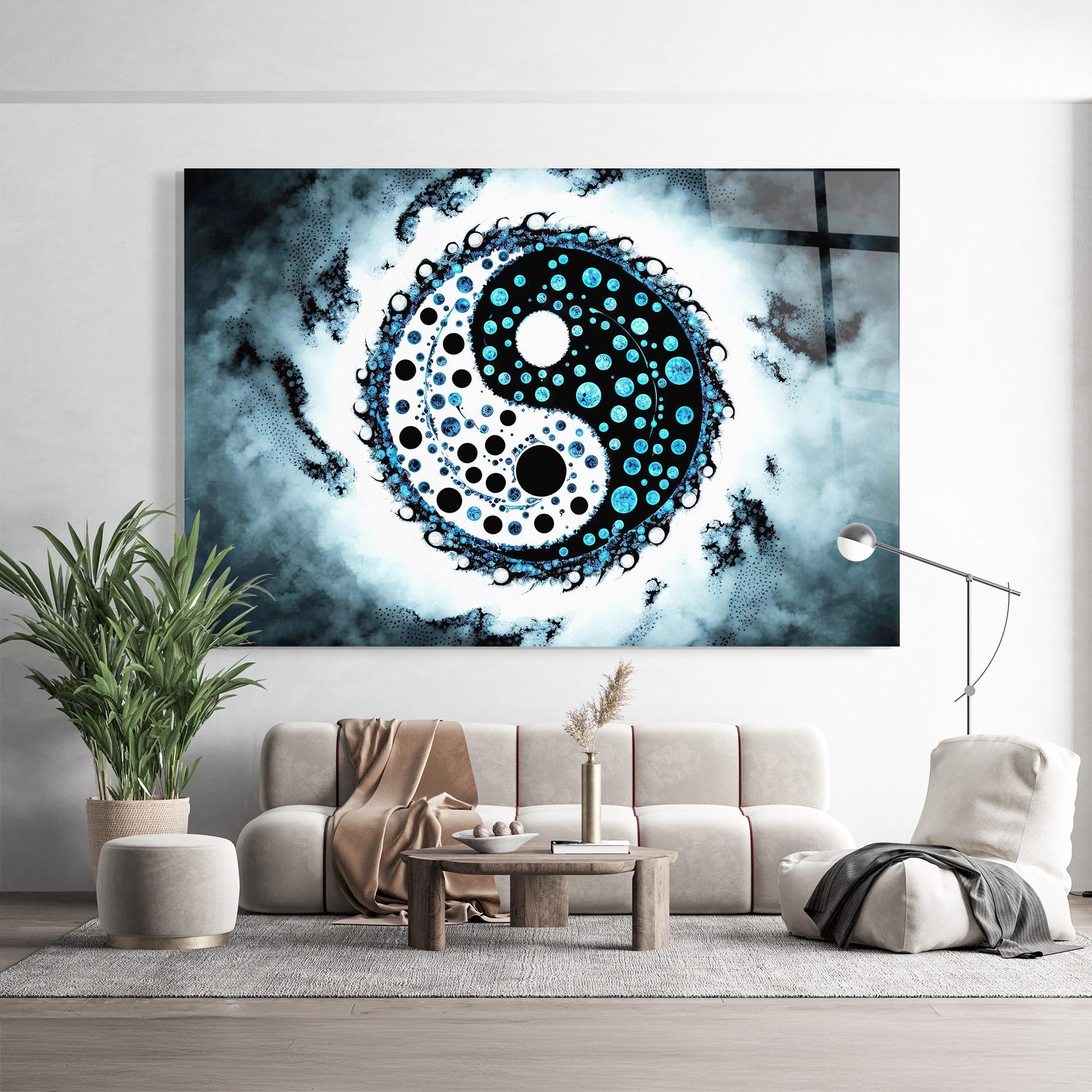 Üvegkép Blue White Yinyang mockup 9