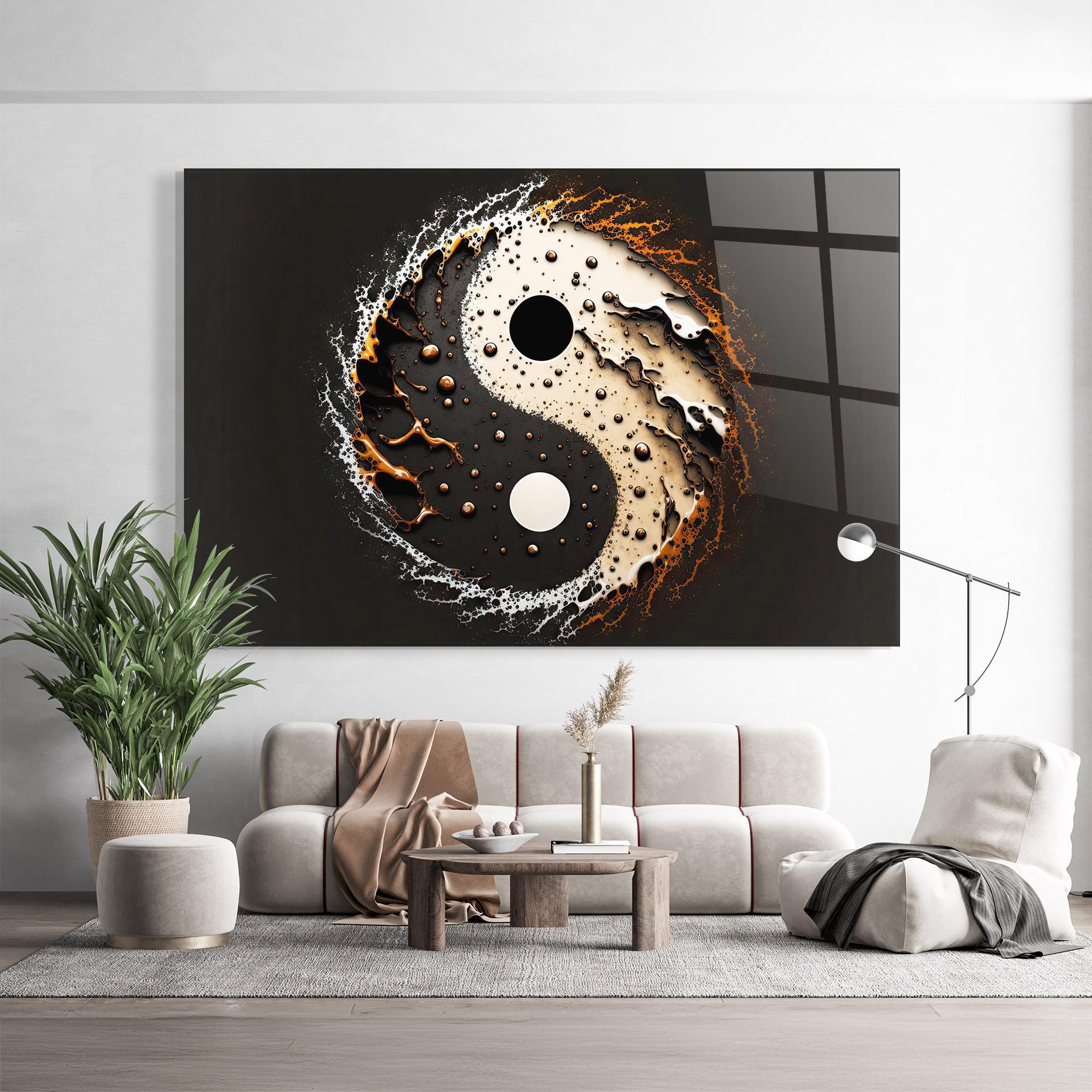 Üvegkép Brown Liquid Yinyang mockup 9