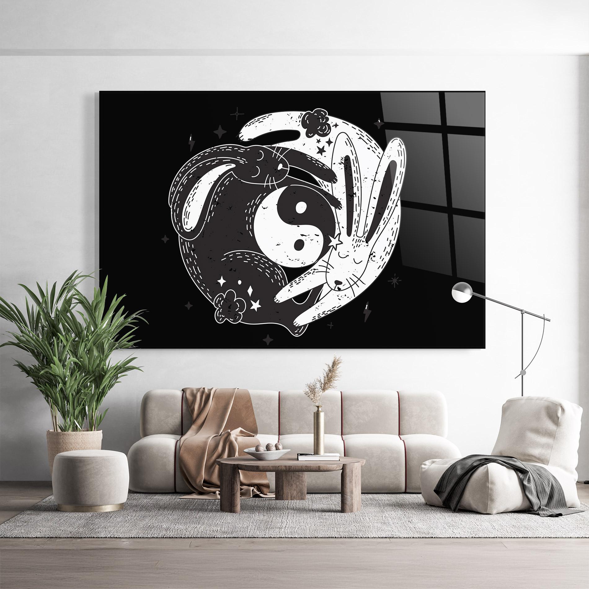 Üvegkép Bunny Yinyang mockup 9