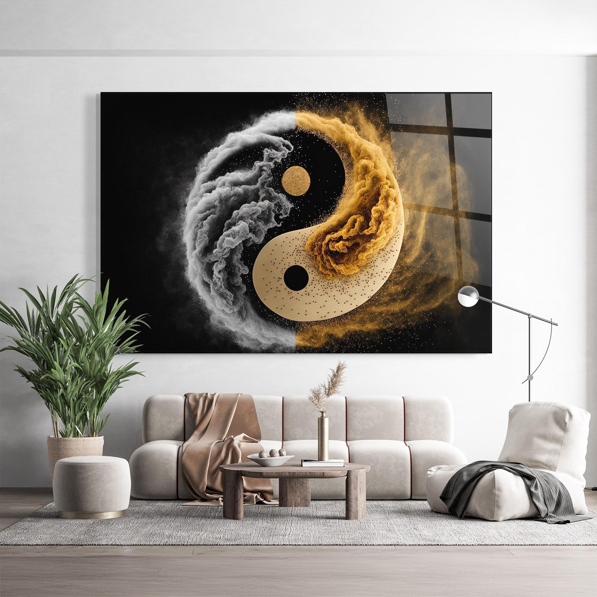 Üvegkép Cream Smoke Yinyang mockup 9