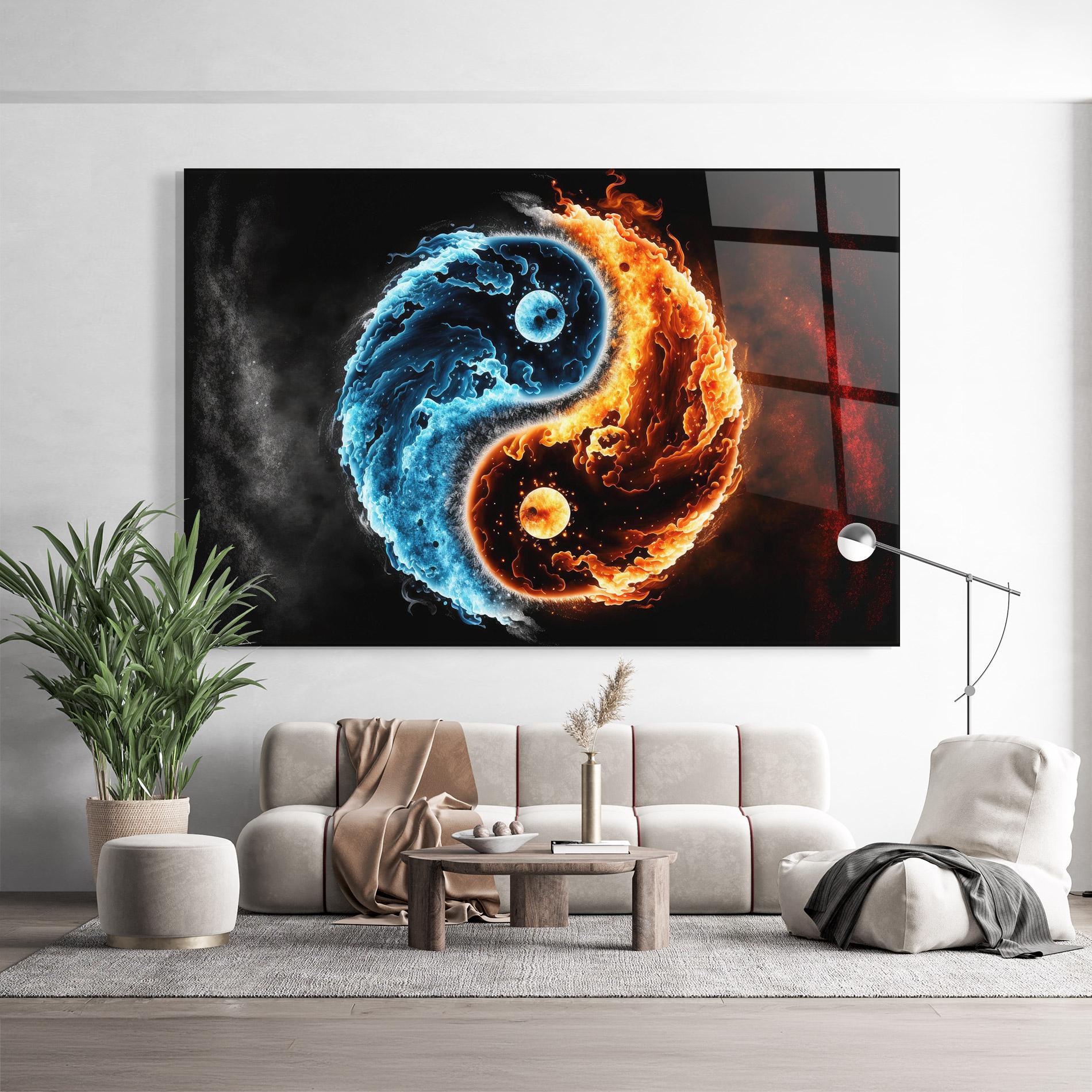 Üvegkép Fire Water Yinyang mockup 9