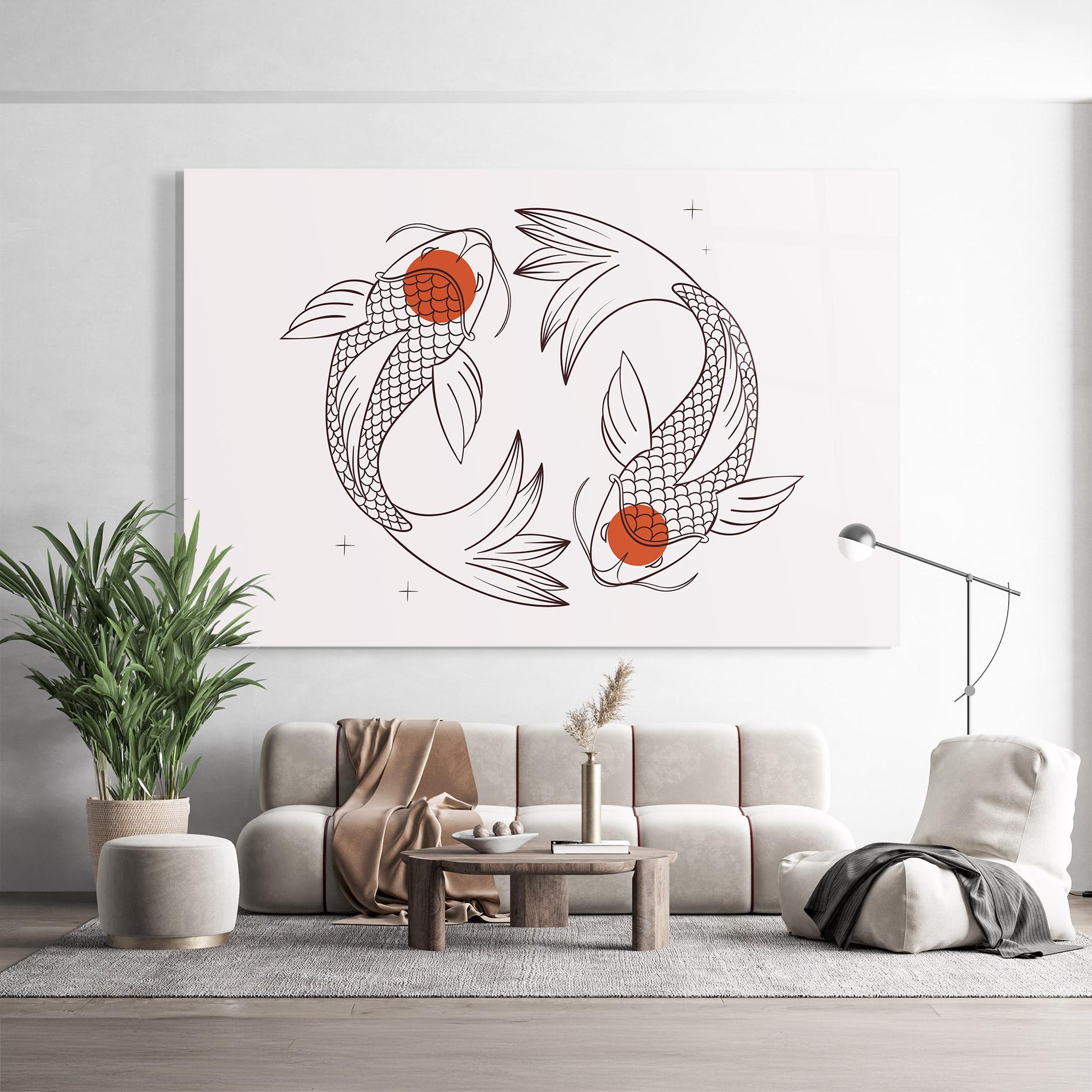 Üvegkép Koi Yinyang Art mockup 9