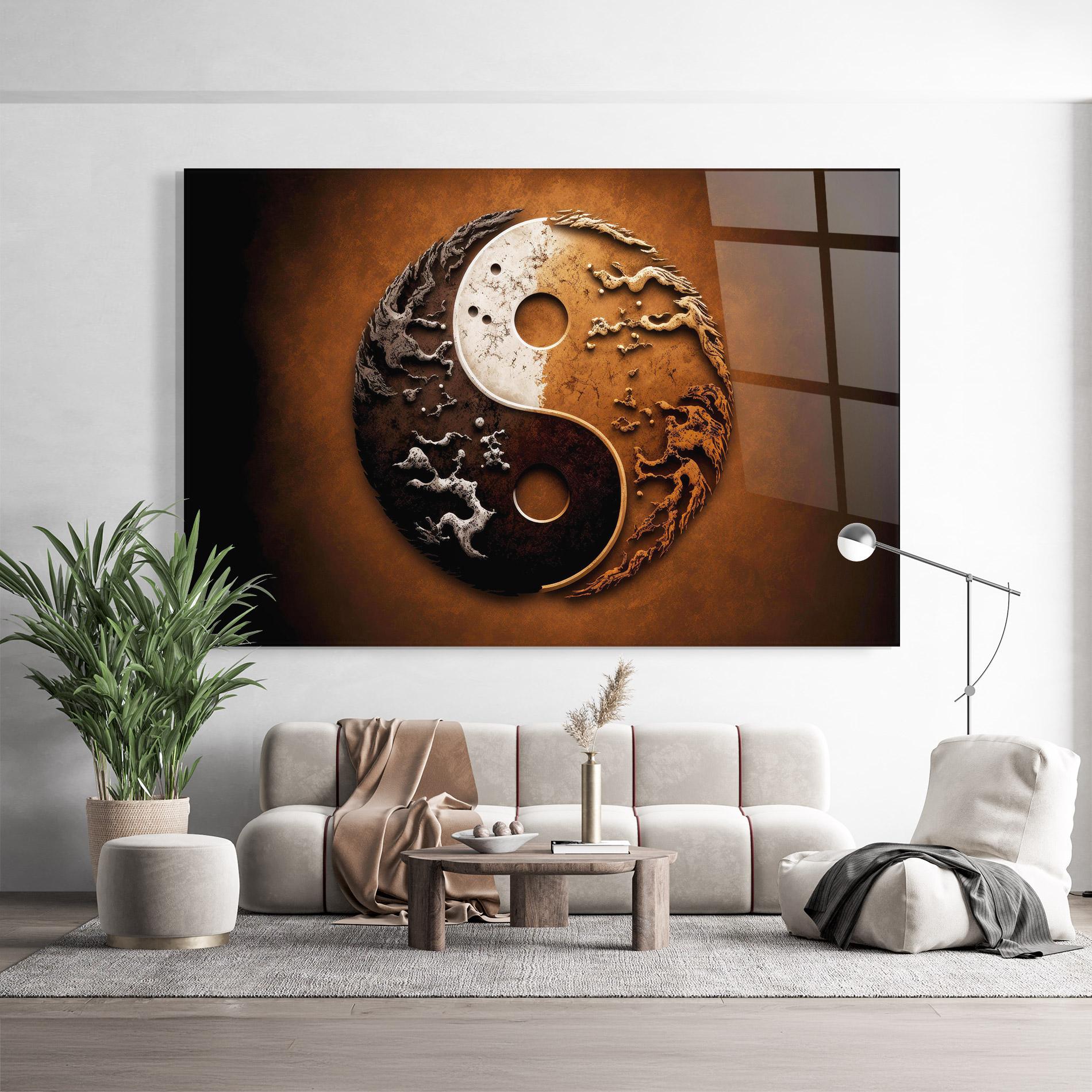 Üvegkép White Sand Yinyang mockup 9
