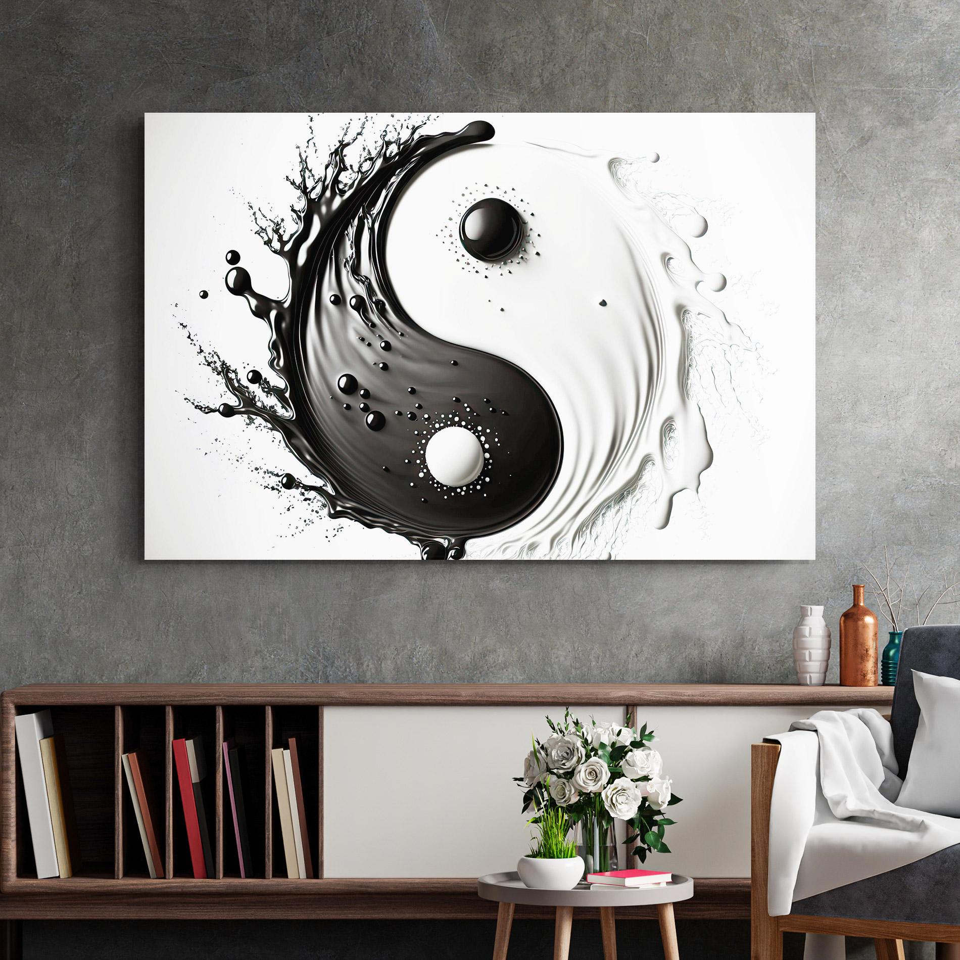 Üvegkép Black Liquid Yinyang mockup 2
