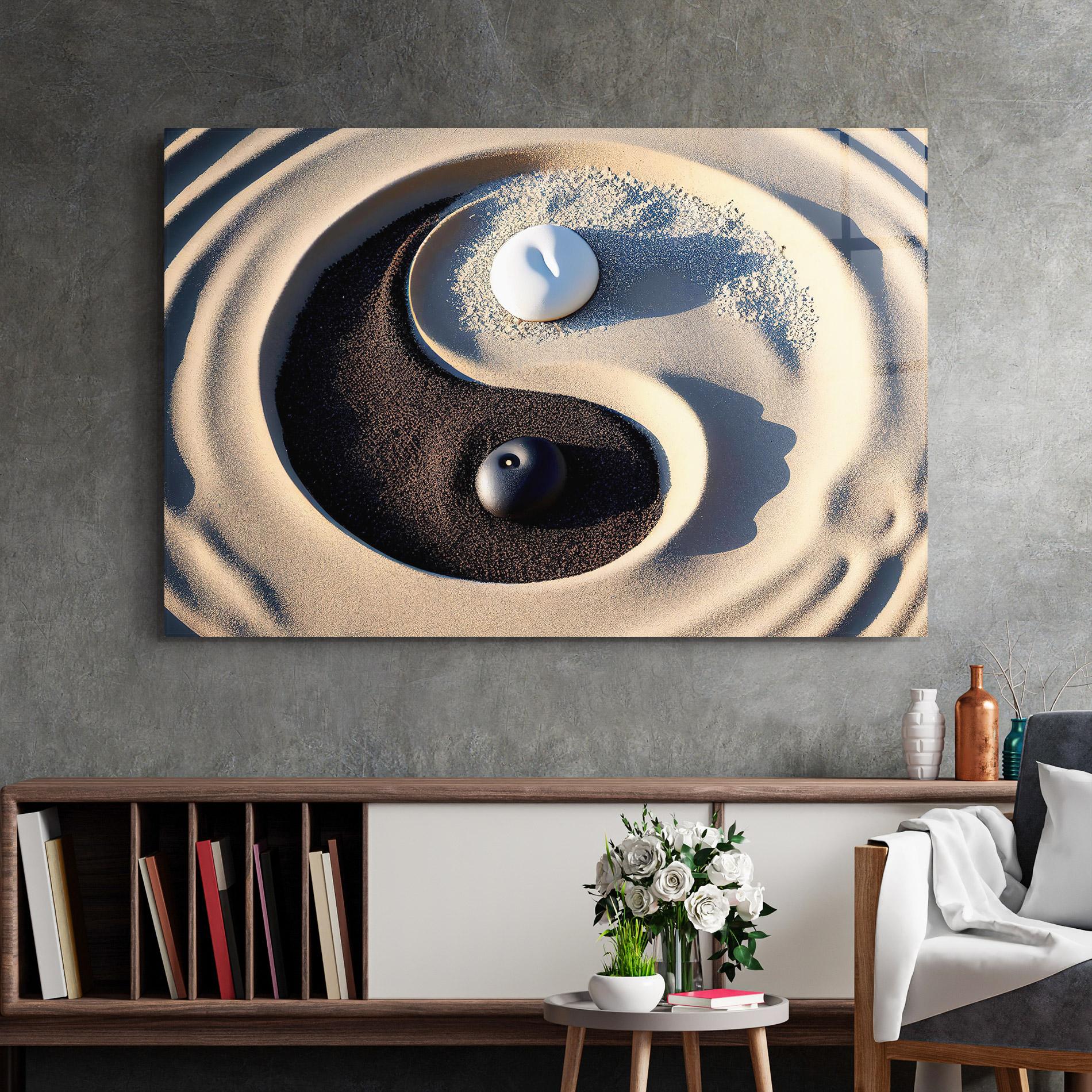 Üvegkép Black Sand Yinyang mockup 2