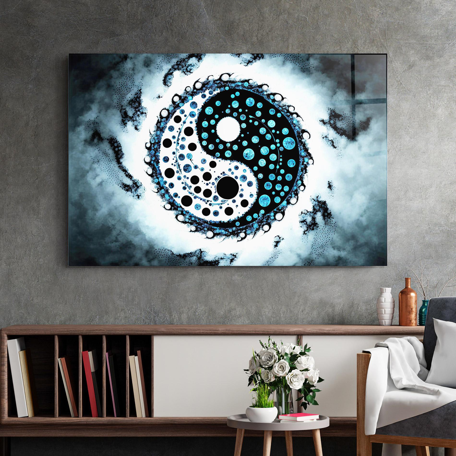 Üvegkép Blue White Yinyang mockup 2