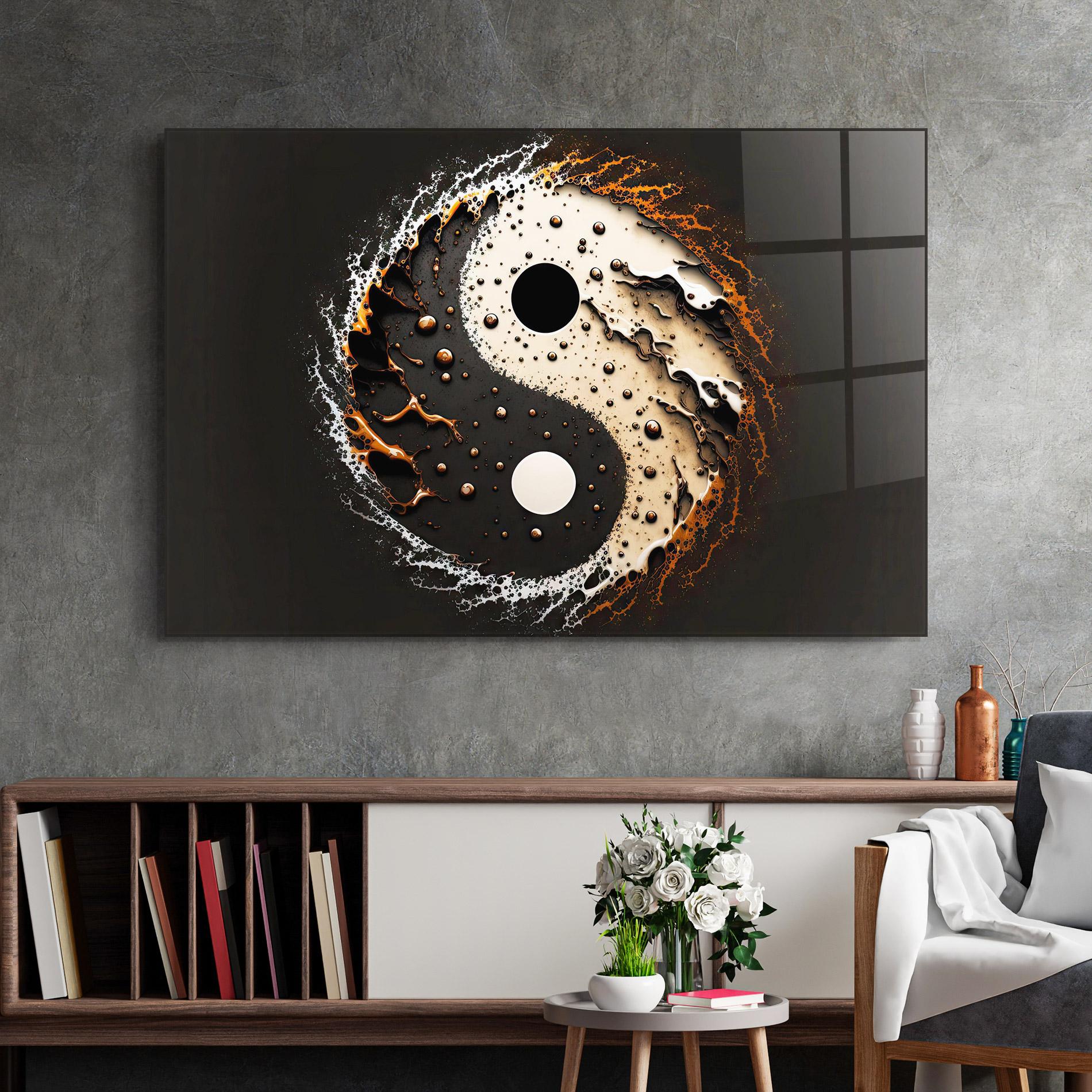 Üvegkép Brown Liquid Yinyang mockup 2