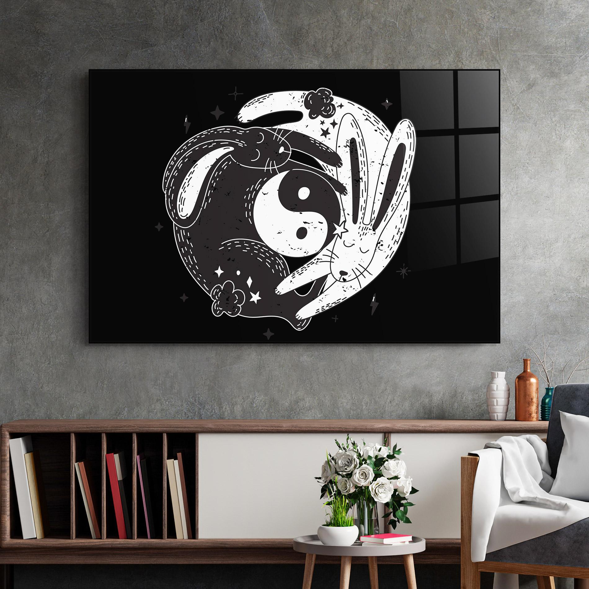 Üvegkép Bunny Yinyang mockup 2
