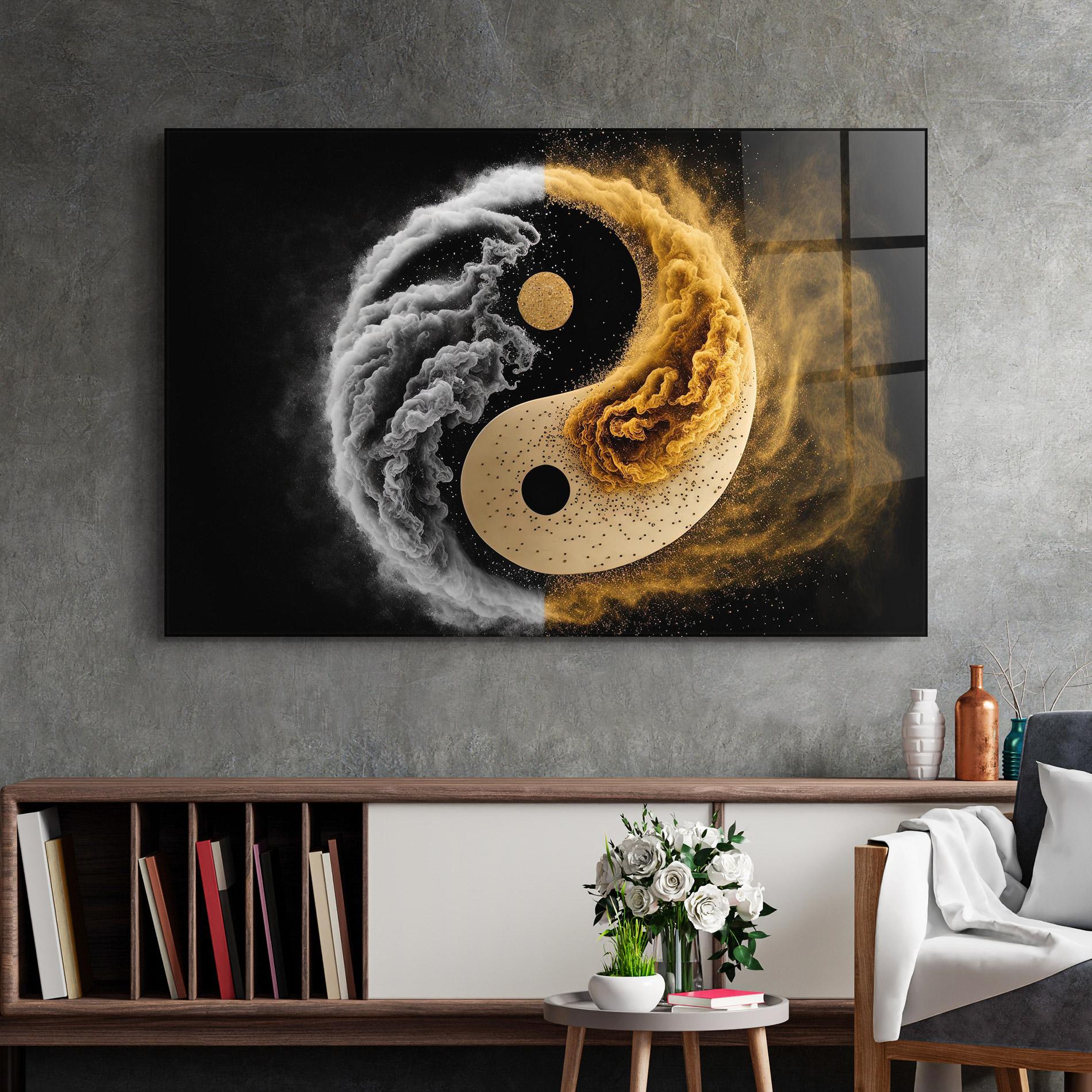 Üvegkép Cream Smoke Yinyang mockup 2