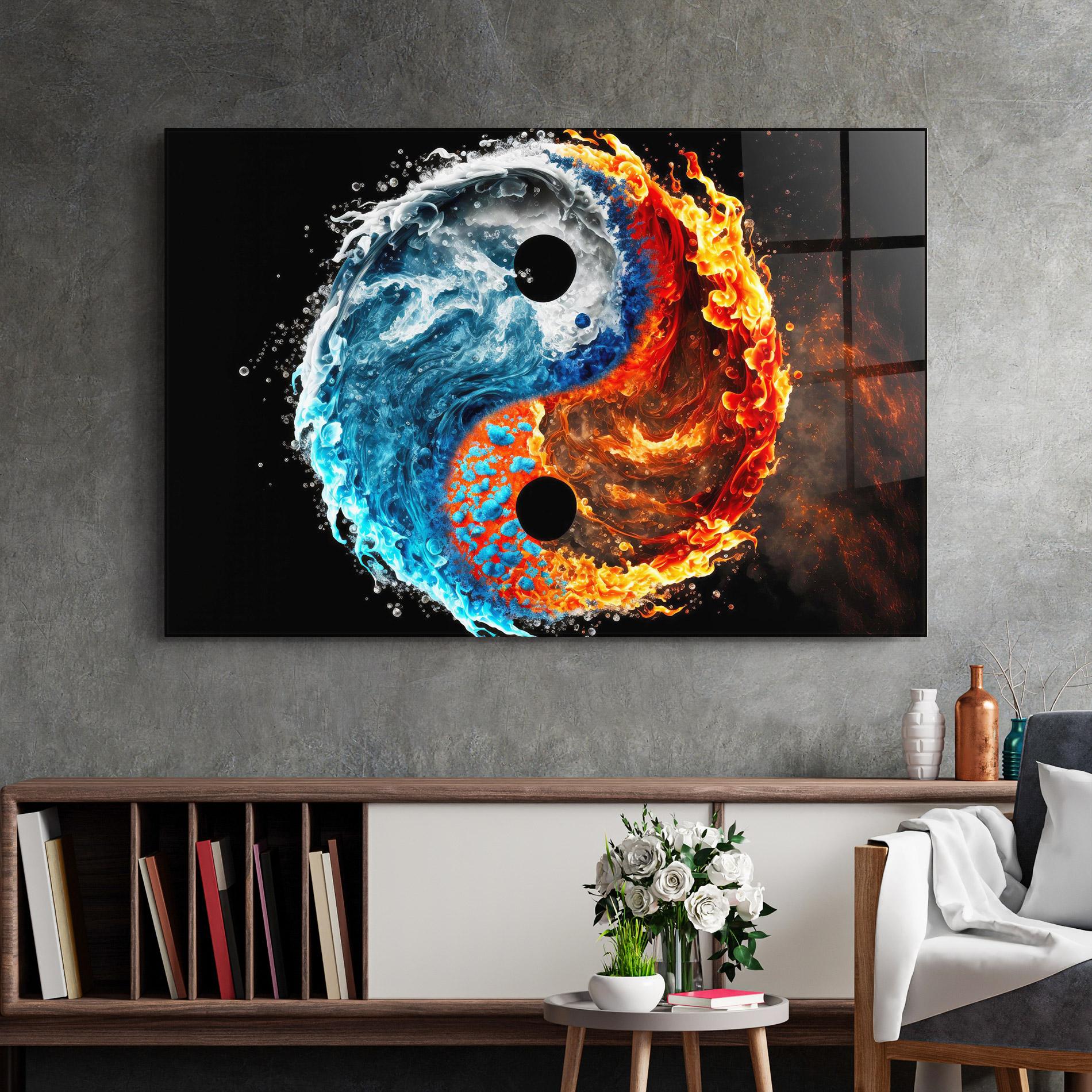 Üvegkép Fire Water Yin Yang mockup 2