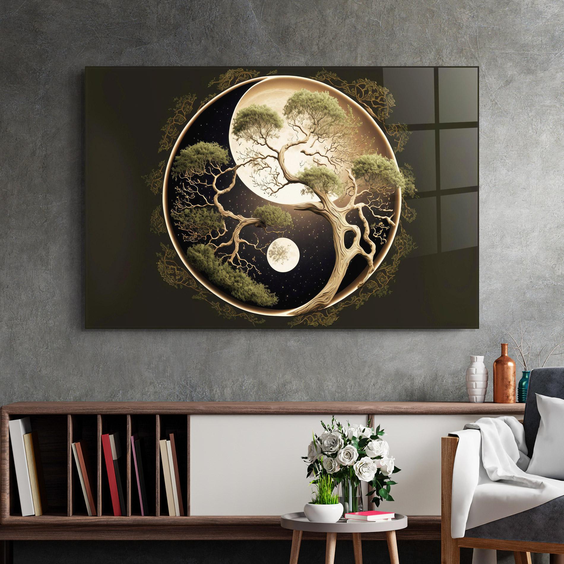 Üvegkép Green Tree Yinyang mockup 2