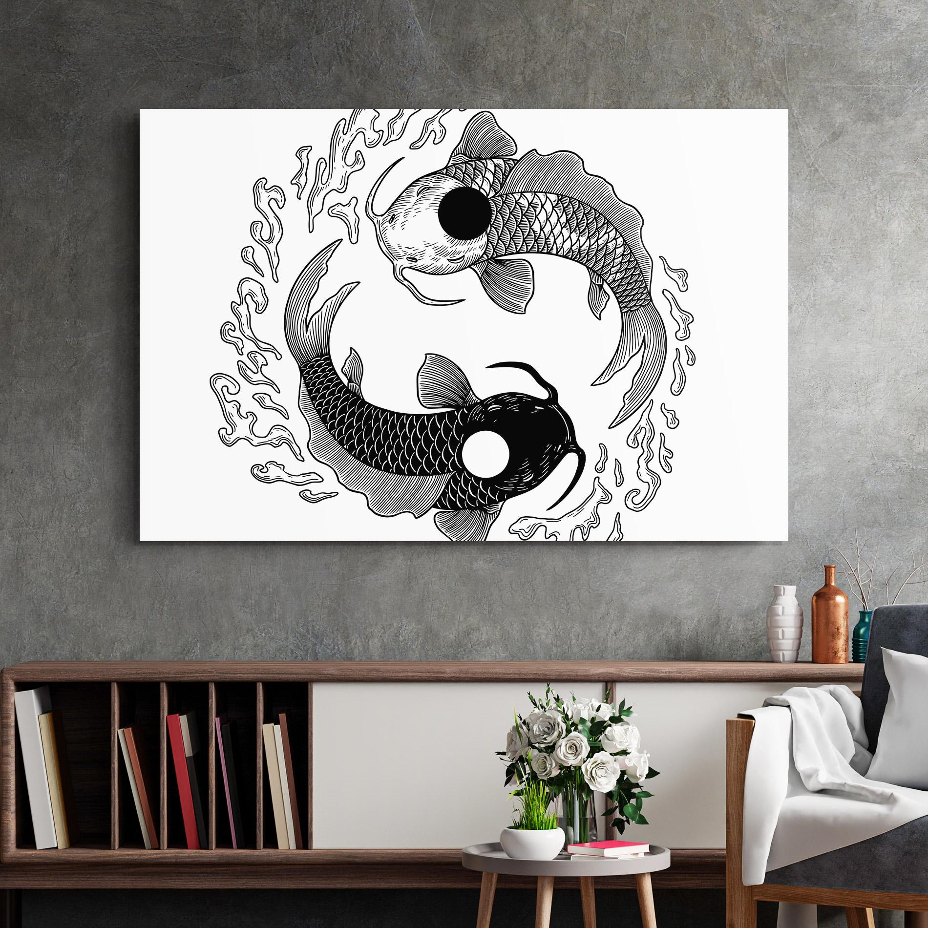 Üvegkép Koi Art Yinyang mockup 2