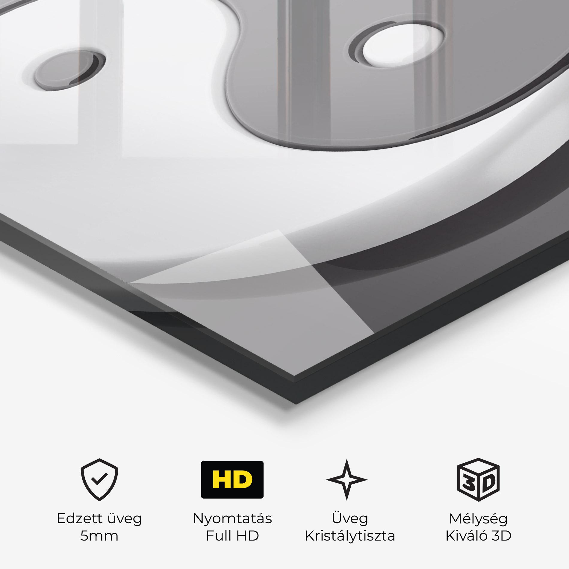 Üvegkép 3d Yinyang mockup 3